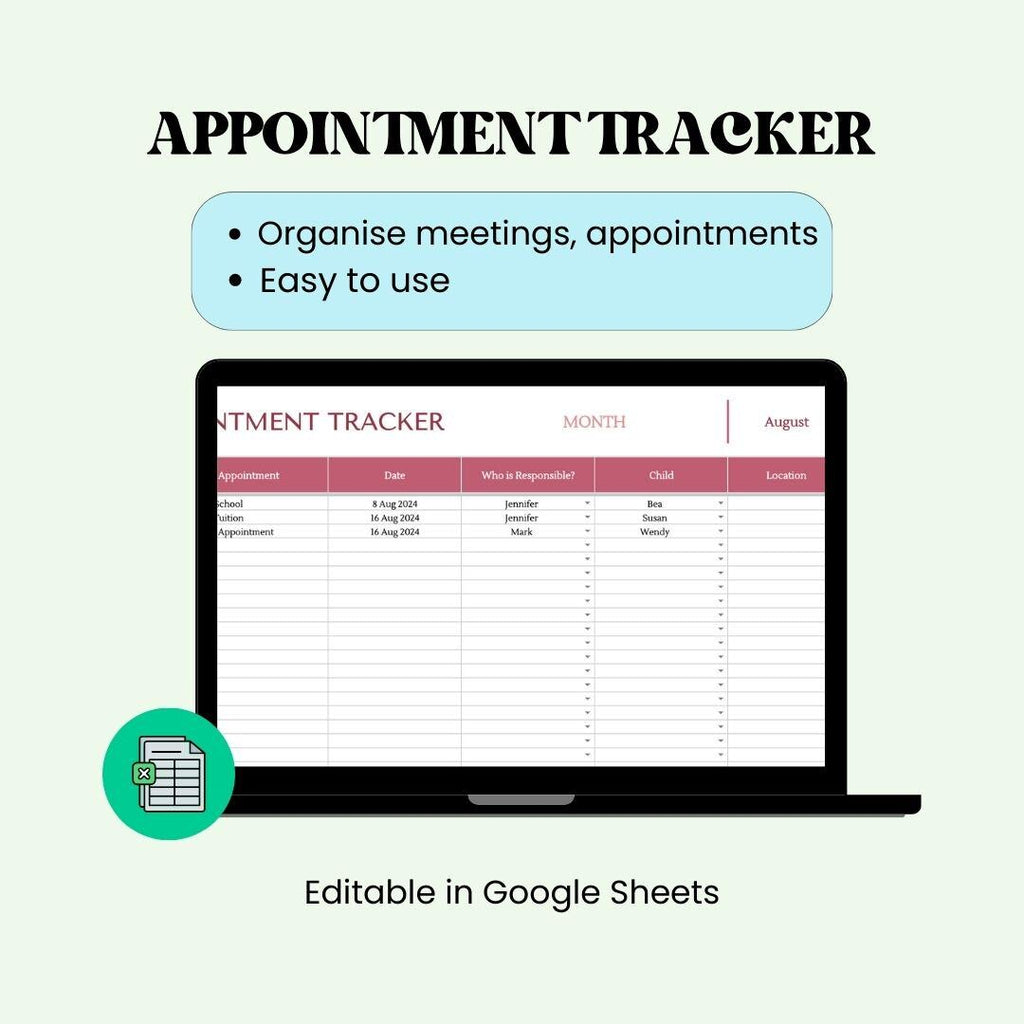 Co-Parenting Custody Calendar Shared Template Spreadsheet Organiser Expense Tracker for Divorced Parents Coparenting counselling Appointment