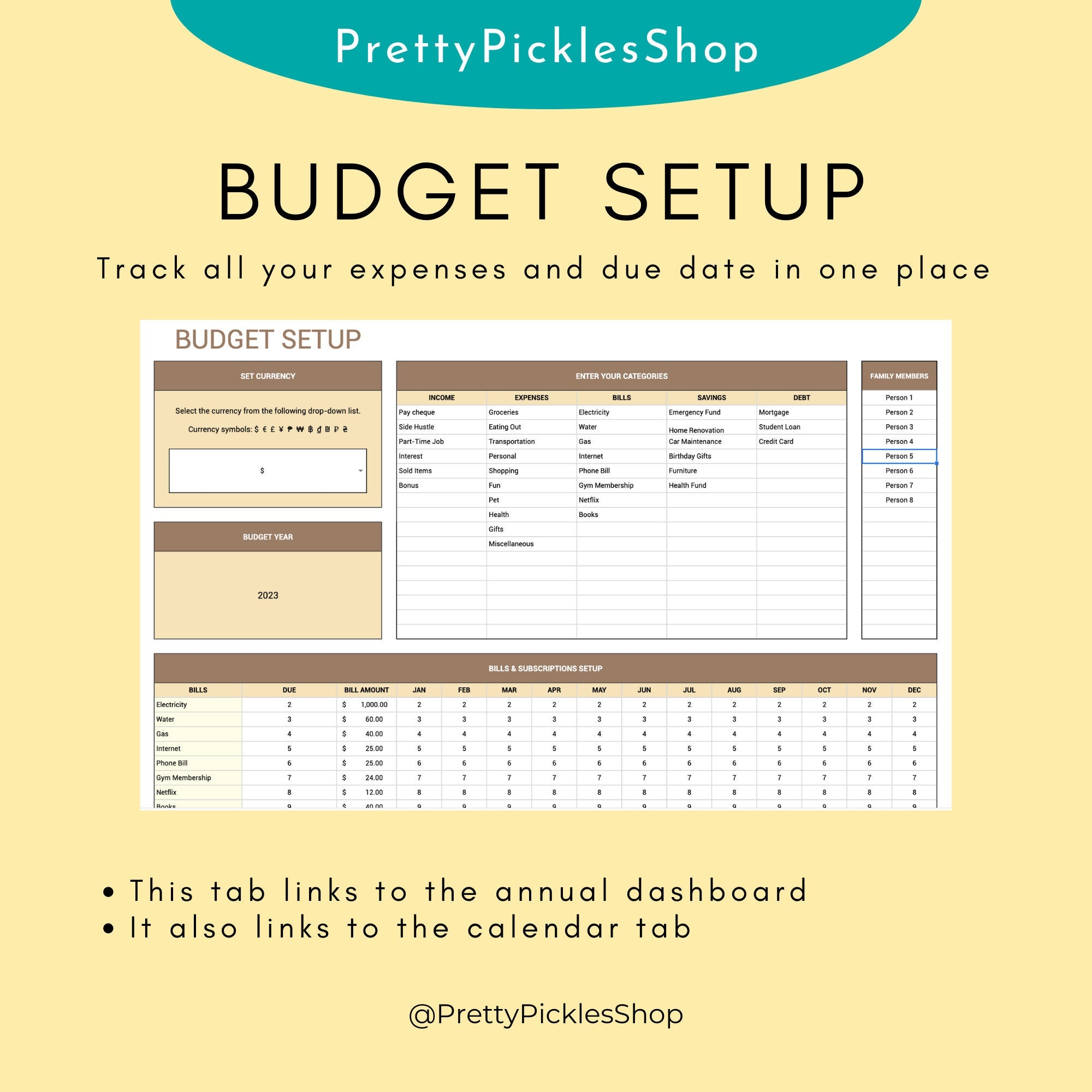 Couples Budget Planner, Monthly & Annual Spreadsheet (Digital Download)