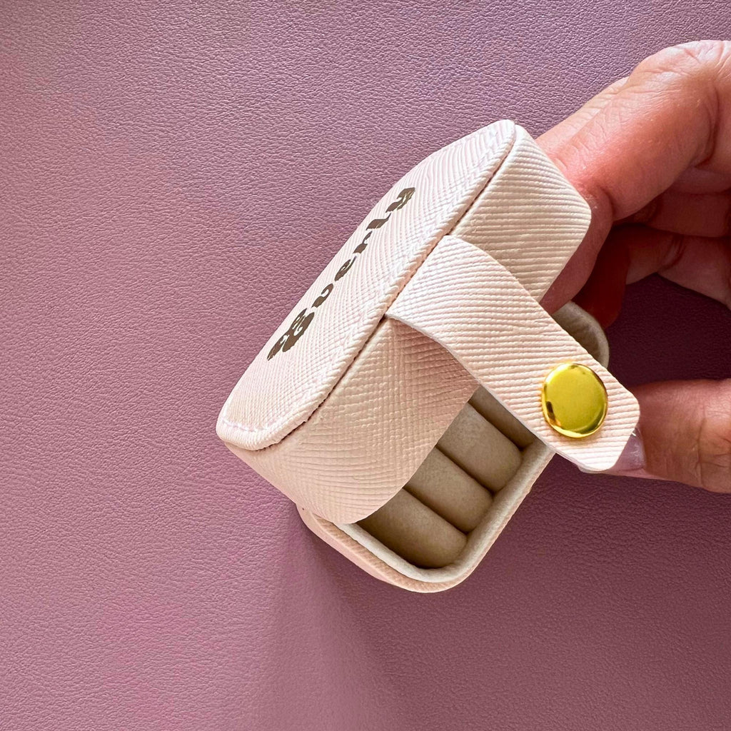 Custom Mini Jewellery Box Gold Foil Pink Travel Jewellery Carry On Case for Rings Travel Gifts for Teen Gift for Tween Idea Girly Ring Box