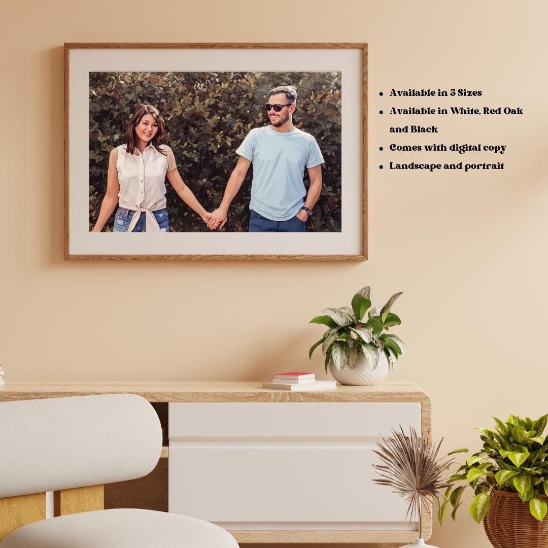 Custom Framed Couples Comic Personalized Cartoon Image Framed Artwork Photoframe for Comic Lovers Cartoonized Image Custom Made