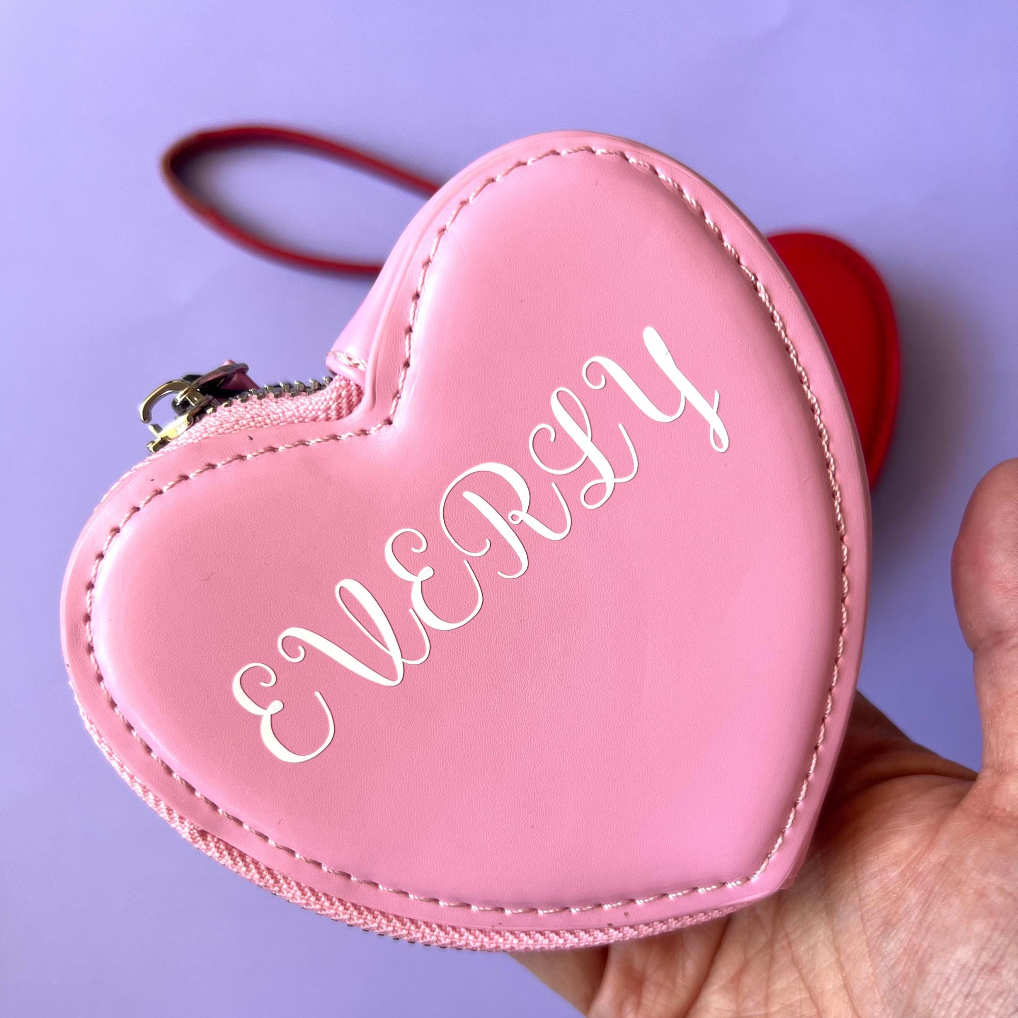 Custom Girls Pink Heart Purse Personalized Name Bag for Girls Birthday Gift Idea for Girly Girl Custom Handbag First Red Handbag for Age 3
