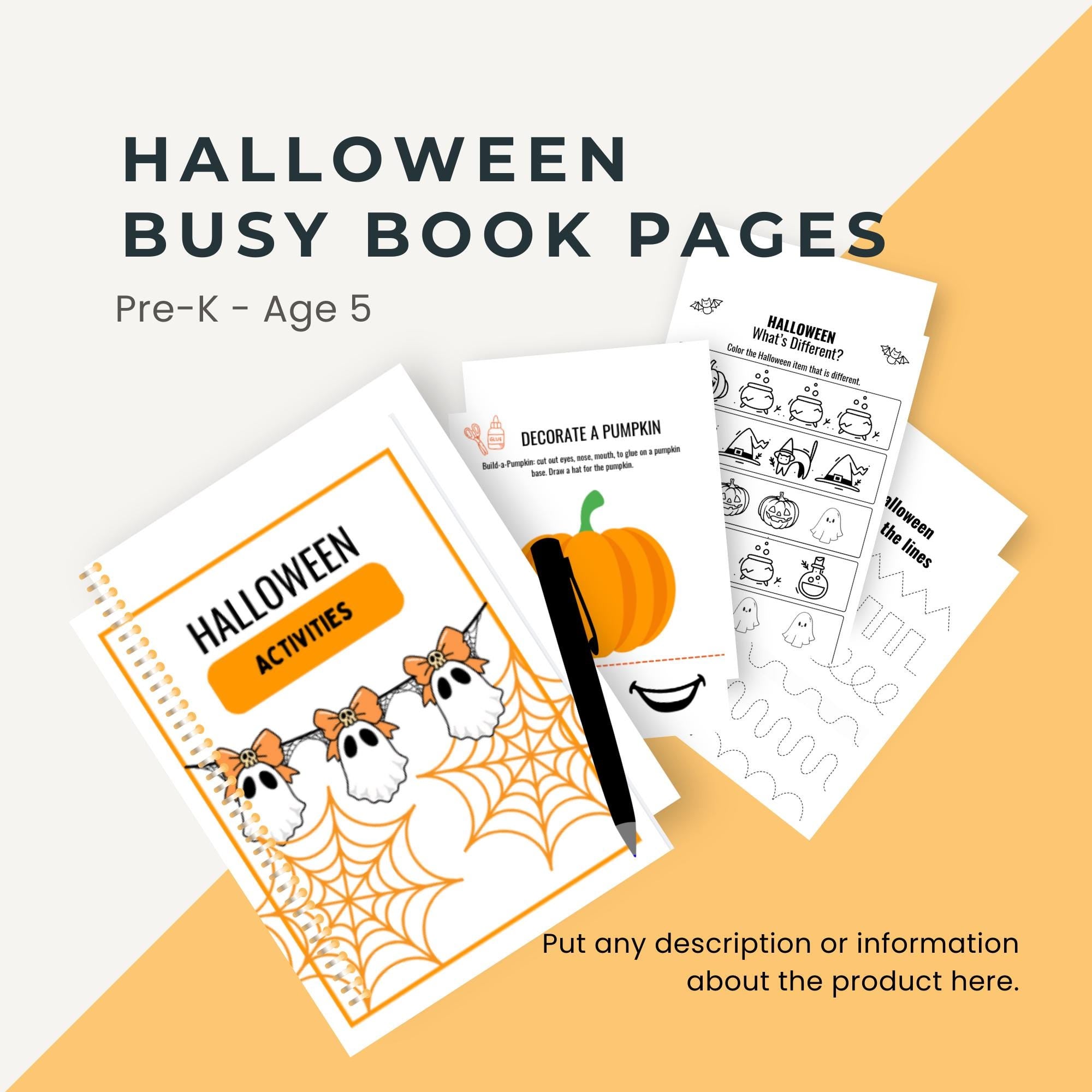 Halloween Activity Sheets: Preschool Busy Book & Dough Mats (Digital Download)