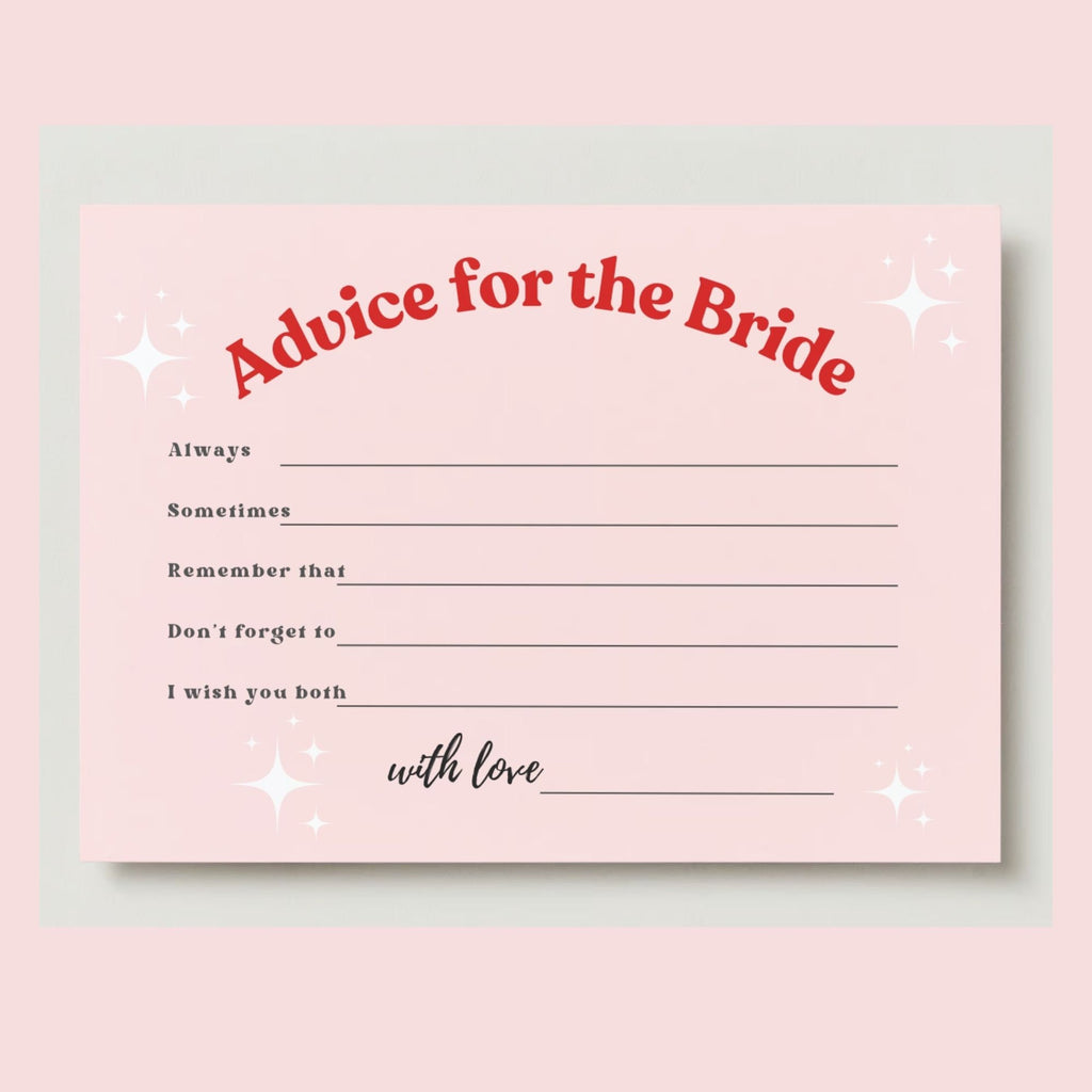 Retro Wedding Advice Card, Groovy Bridal Shower Game (PDF Printable)