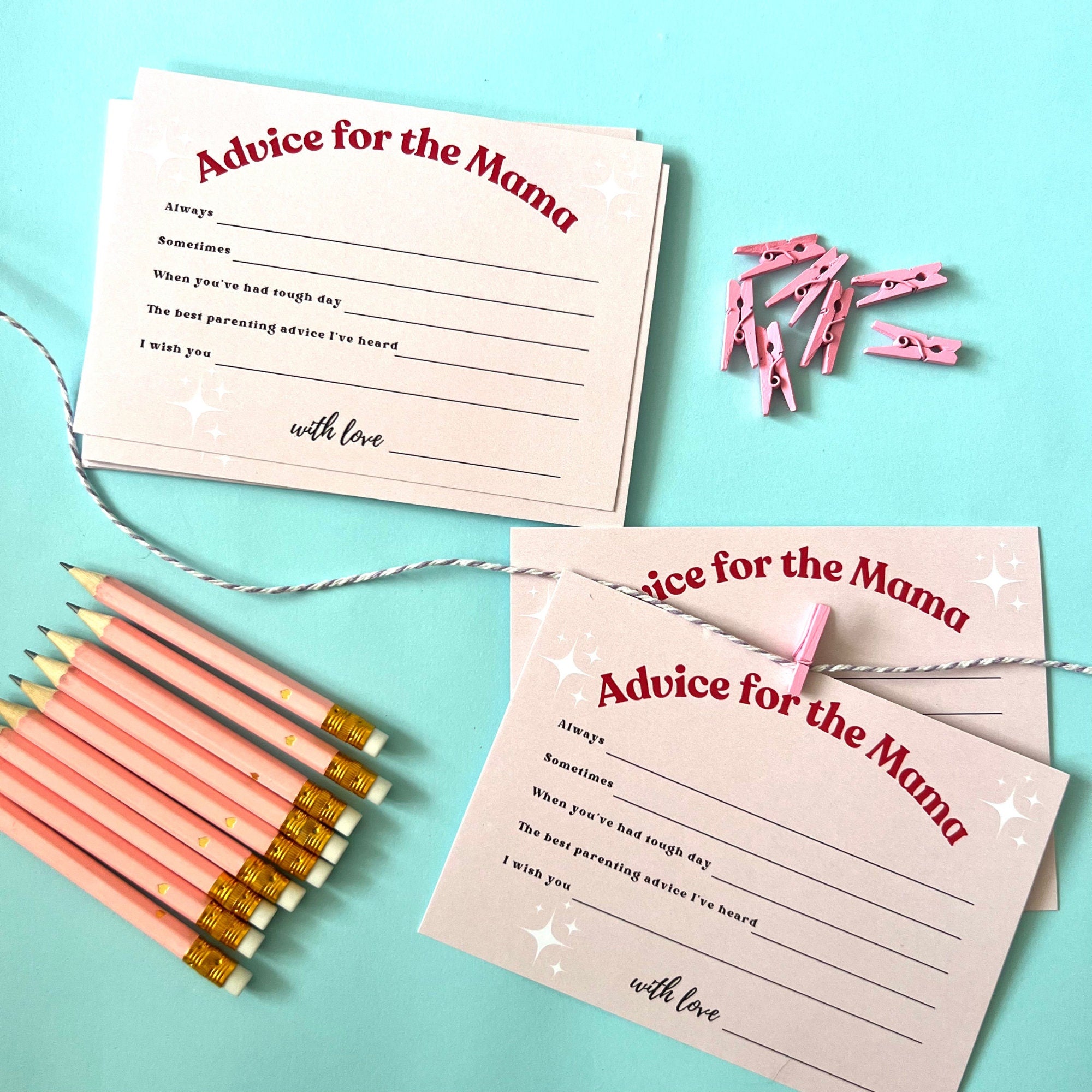 Baby Shower Activity Cards Baby Activity Cards Retro Baby Shower Games Mini Pink Pegs Baby Shower Party Game Advice for the Mama