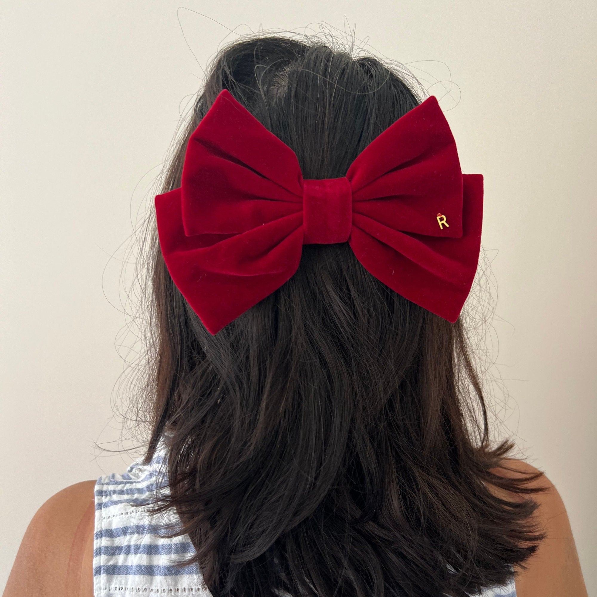 Custom Velvet Bow Personalized Bow Bridesmaid Gift for Junior Bridesmaid Red Velvet Bow Formal Large Jumbo Red Velvet Bow Custom Accessory