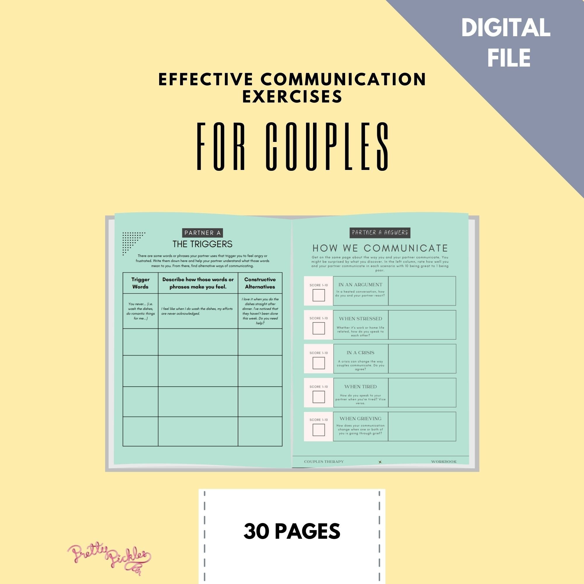 Couples Counselling Worksheets Bundle: Relationship Therapy, Communication (Digital Download)