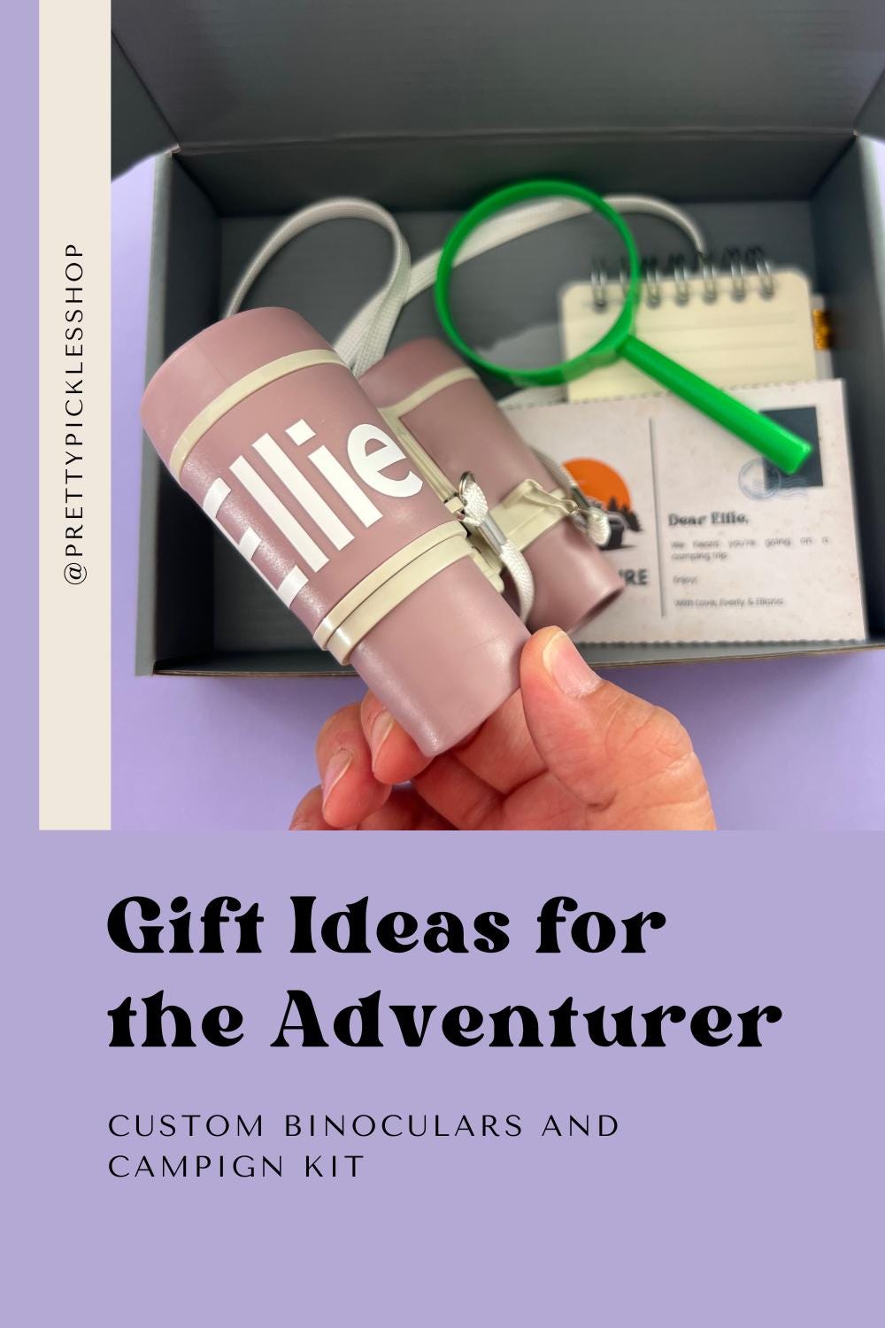 Custom Kid Binoculars Adventure Kit Child Purple Binoculars for Toddlers Camping Kit for Girls Pre-School Adventure Box Gift for Outdoor