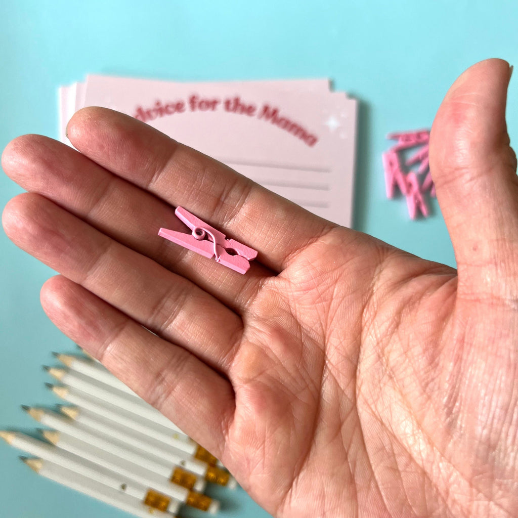 Baby Shower Activity Cards Baby Activity Cards Retro Baby Shower Games Mini Pink Pegs Baby Shower Party Game Advice for the Mama