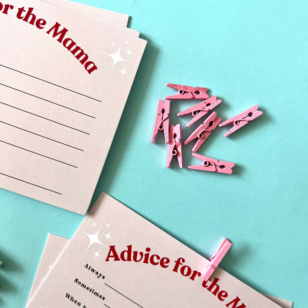 Baby Shower Activity Cards Baby Activity Cards Retro Baby Shower Games Mini Pink Pegs Baby Shower Party Game Advice for the Mama