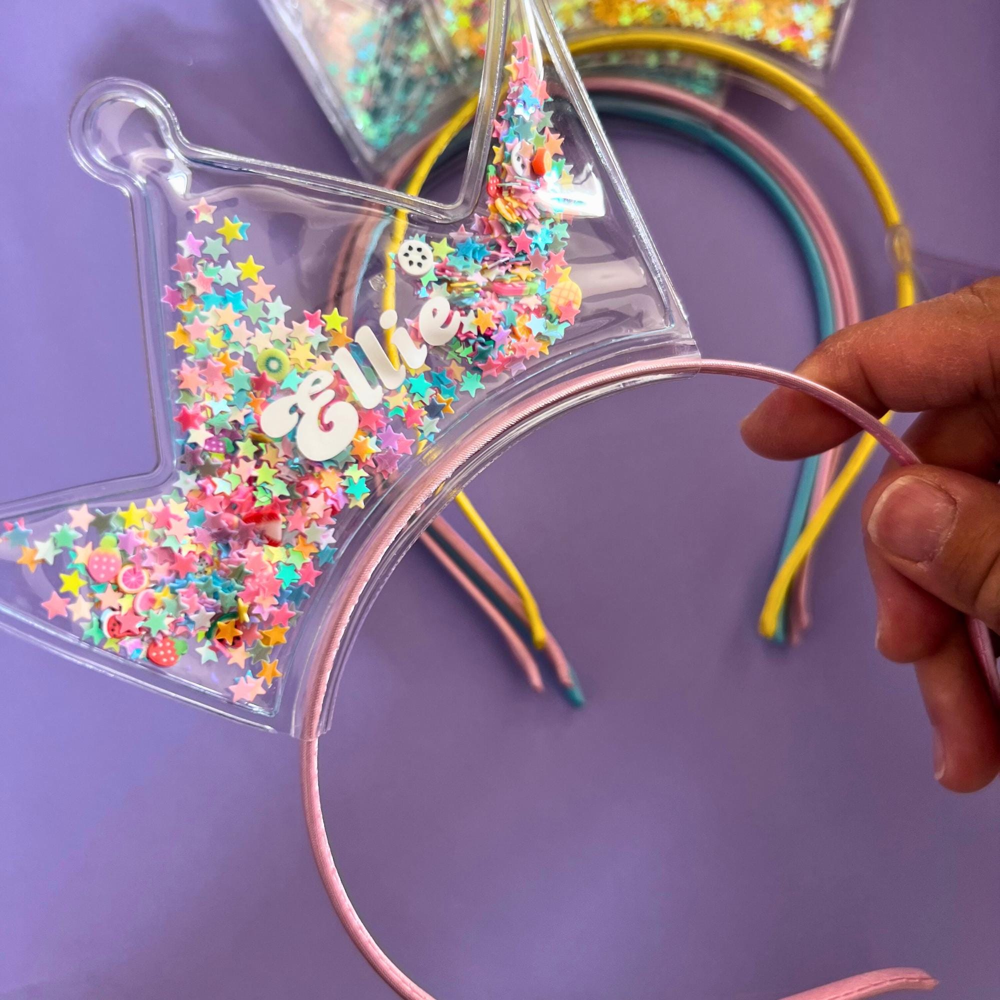 Custom Name Crown Headbands Princess Gift Unicorn Fairy Headband Monogrammed Crown Girls Glitter Personalised Headband Princess Dress Up