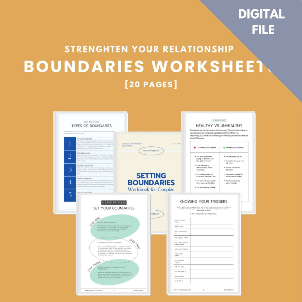 Couples Counseling Worksheets Bundle: Communication, Conflict, Boundaries (Digital Download)