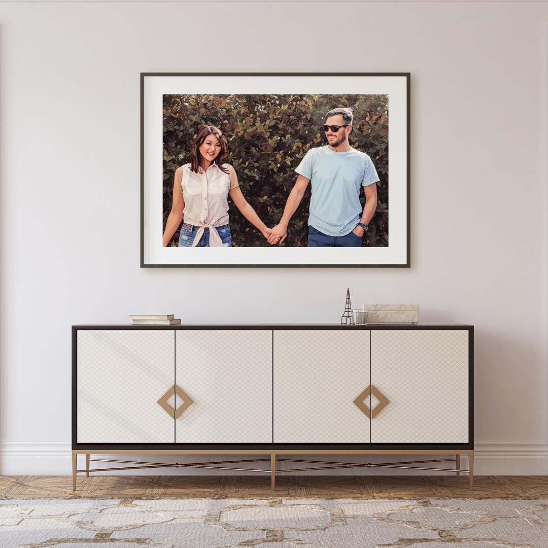 Custom Framed Couples Comic Personalized Cartoon Image Framed Artwork Photoframe for Comic Lovers Cartoonized Image Custom Made