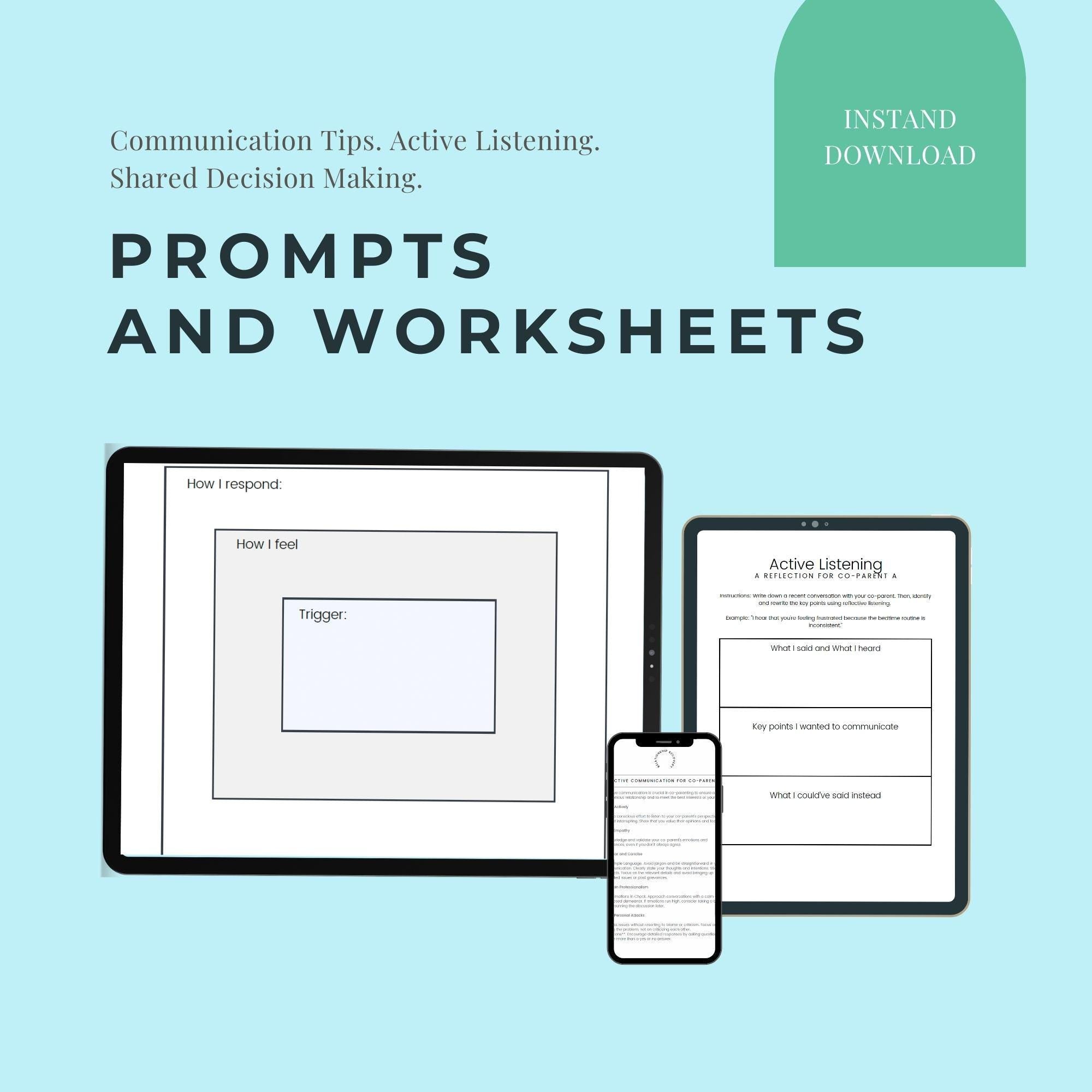 Co Parenting Workbook Counselling Tools for Blended Families CoParenting Worksheets Divorce with Children Tools Family Dynamics Self Help