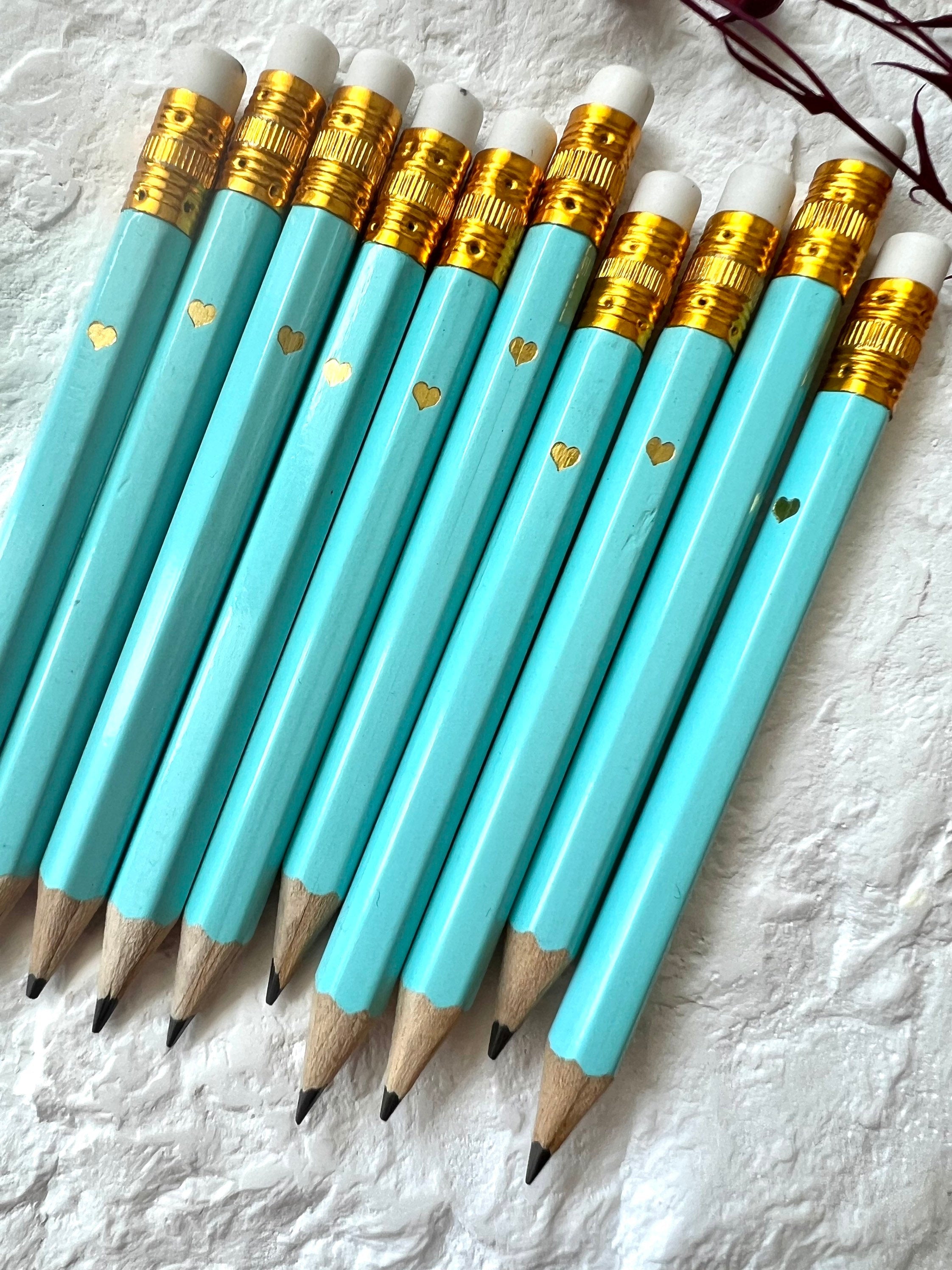 Mini Blue Pencils with Hearts, Party Favor Bridal/Baby Shower Games