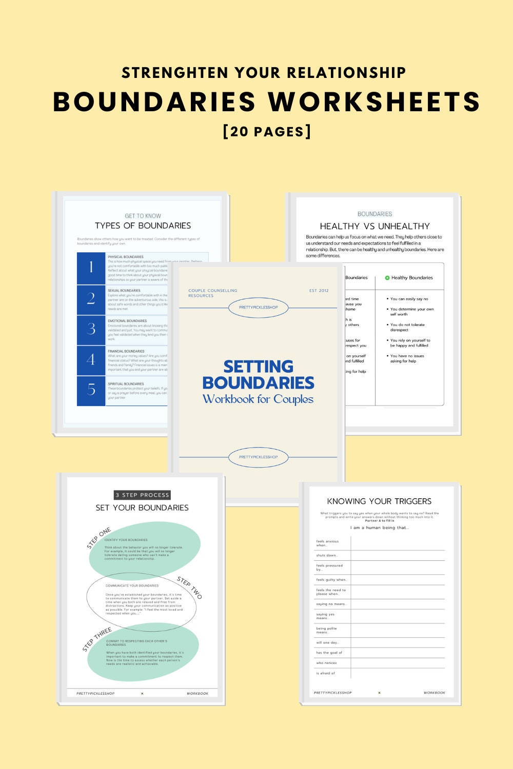 Couples Boundaries Worksheets | Relationship Workbook (Digital Download)