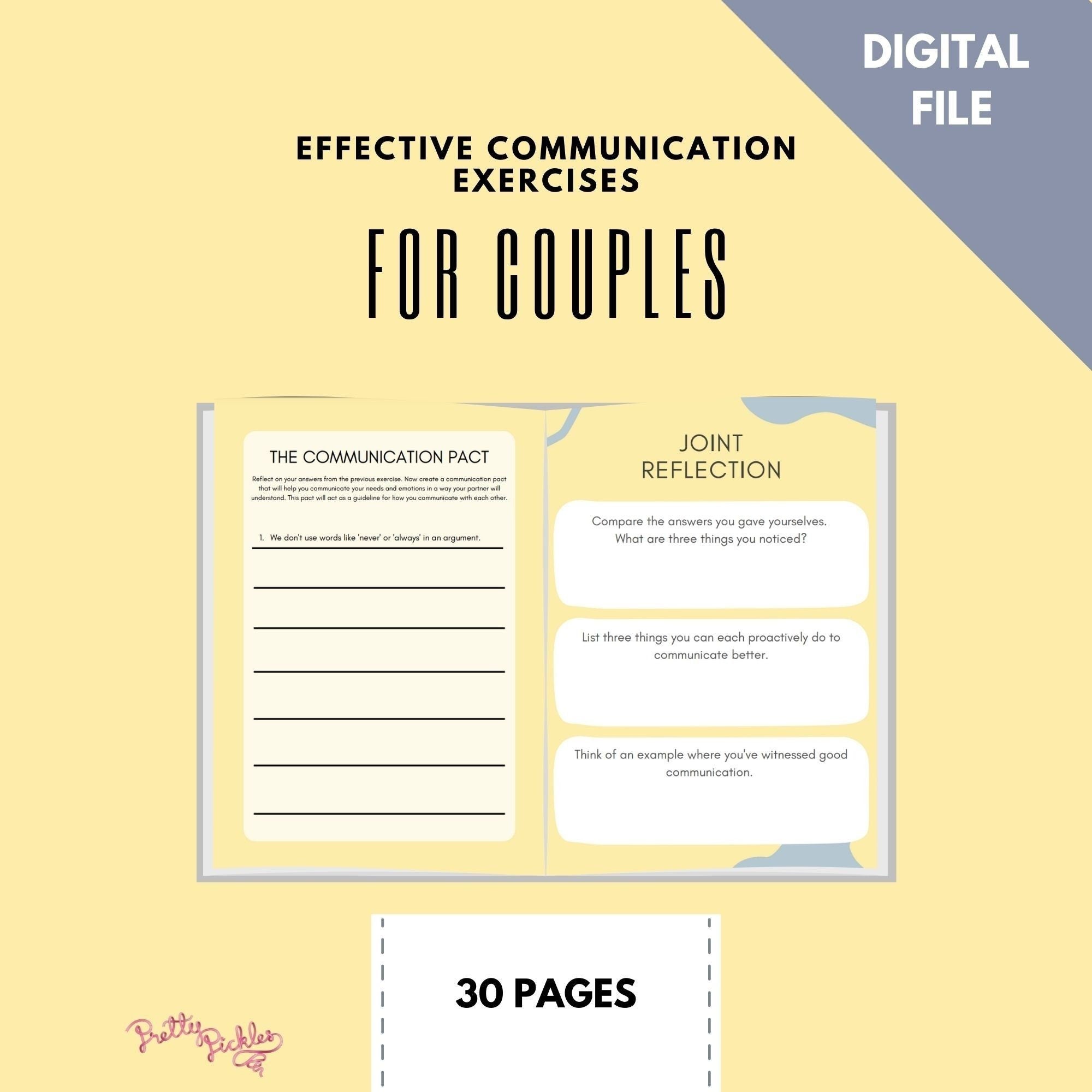 Couples Counseling Worksheets Bundle: Communication, Conflict, Boundaries (Digital Download)