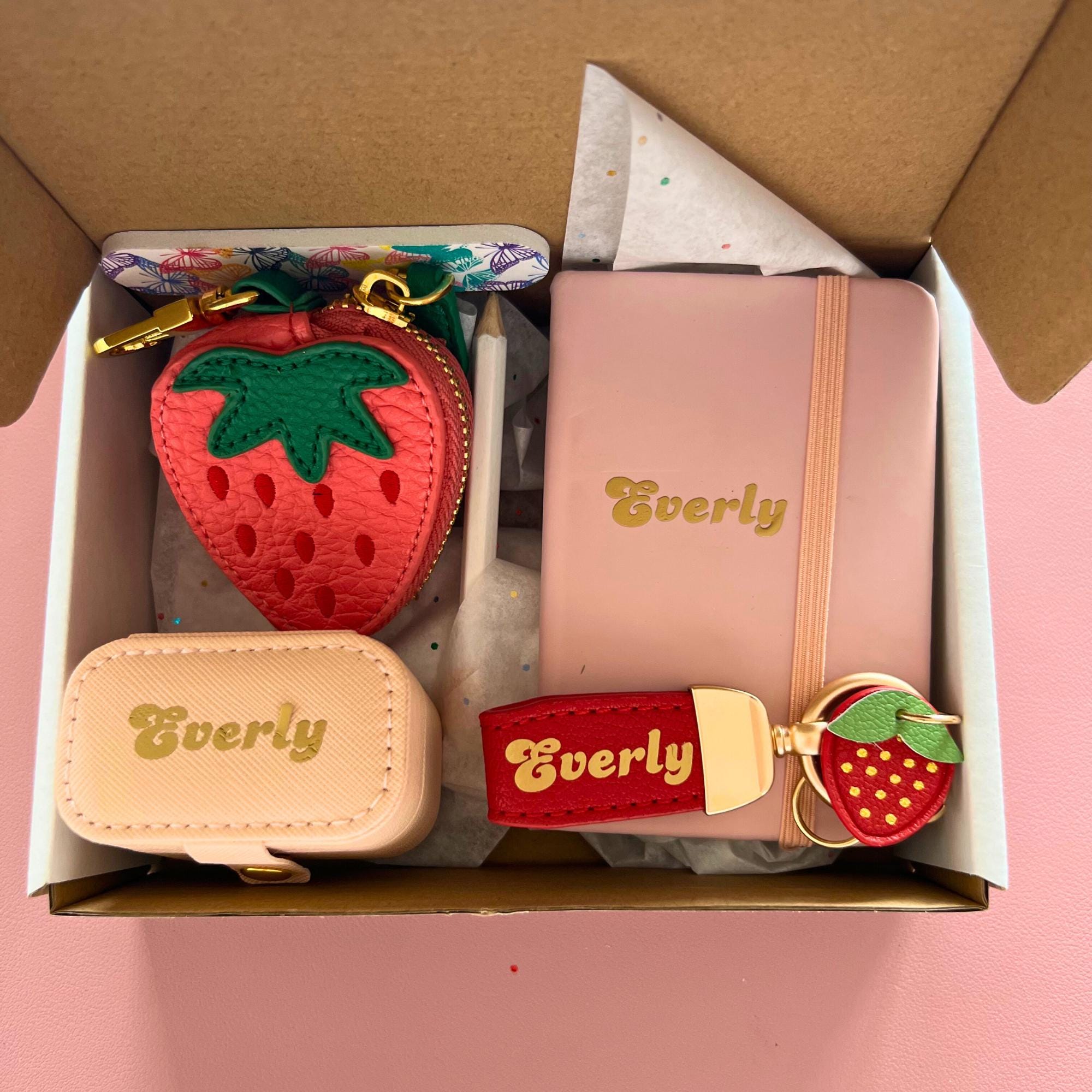 Custom Gift Box for Girly Teen Tween Birthday Gift Set Sweet 13 Present for Teenager Strawberry Themed Gift Box Personallized Gift for Tween