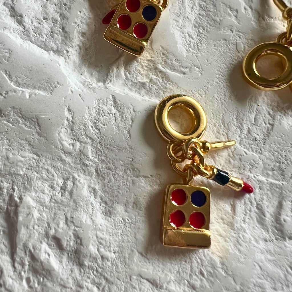 Lipstick pendant jewelry charm DIY necklace charm DIY pendants for jewellery making Gold enamel mini make up palette charm Fashion Accessory