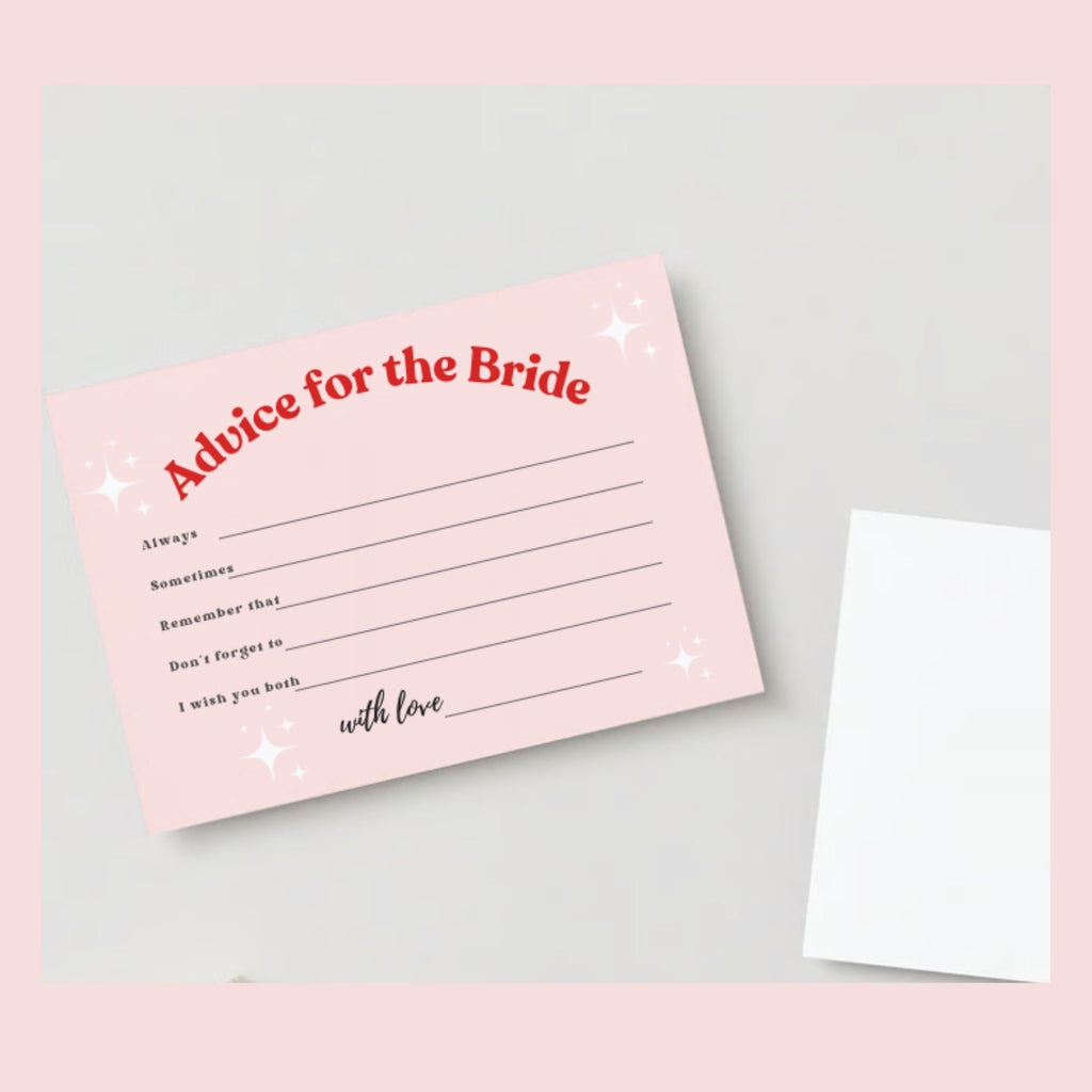 Retro Wedding Advice Card, Groovy Bridal Shower Game (PDF Printable)