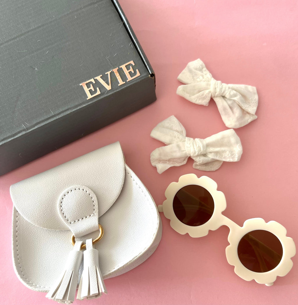 Toddler Girl Birthday Gift Box: PU Leather Handbag, Sunglasses & Bows