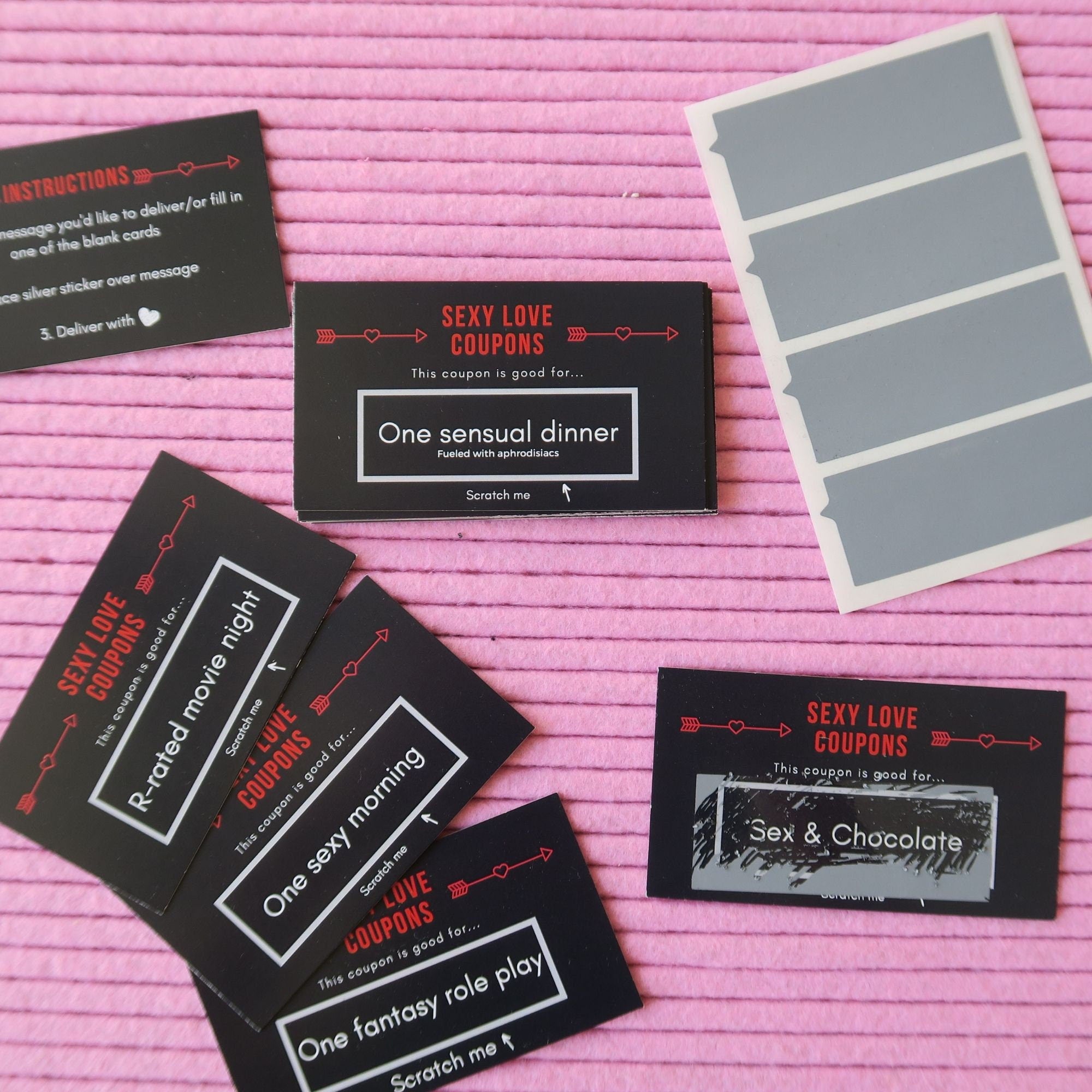 Sexy Love Coupons Scratch Off: Sexy coupons for boyfriend, girlfriend, husband. Stocking stuffer ideas for couples.