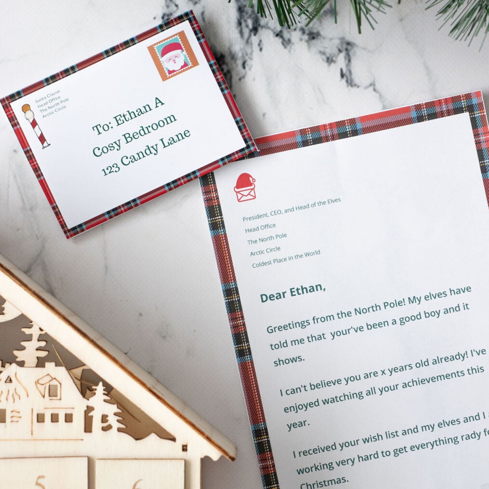Letters to Santa Printable Set: Letter and Envelope Digital Download