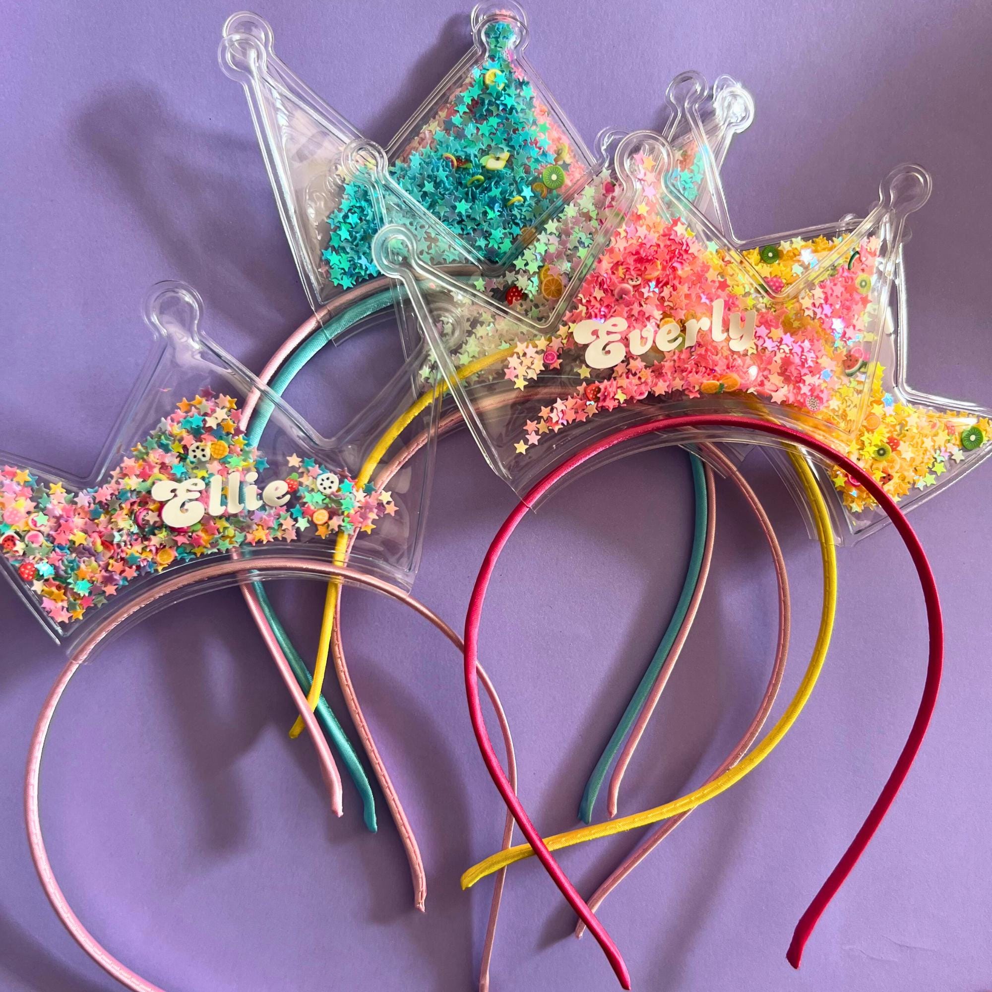Custom Name Crown Headbands Princess Gift Unicorn Fairy Headband Monogrammed Crown Girls Glitter Personalised Headband Princess Dress Up
