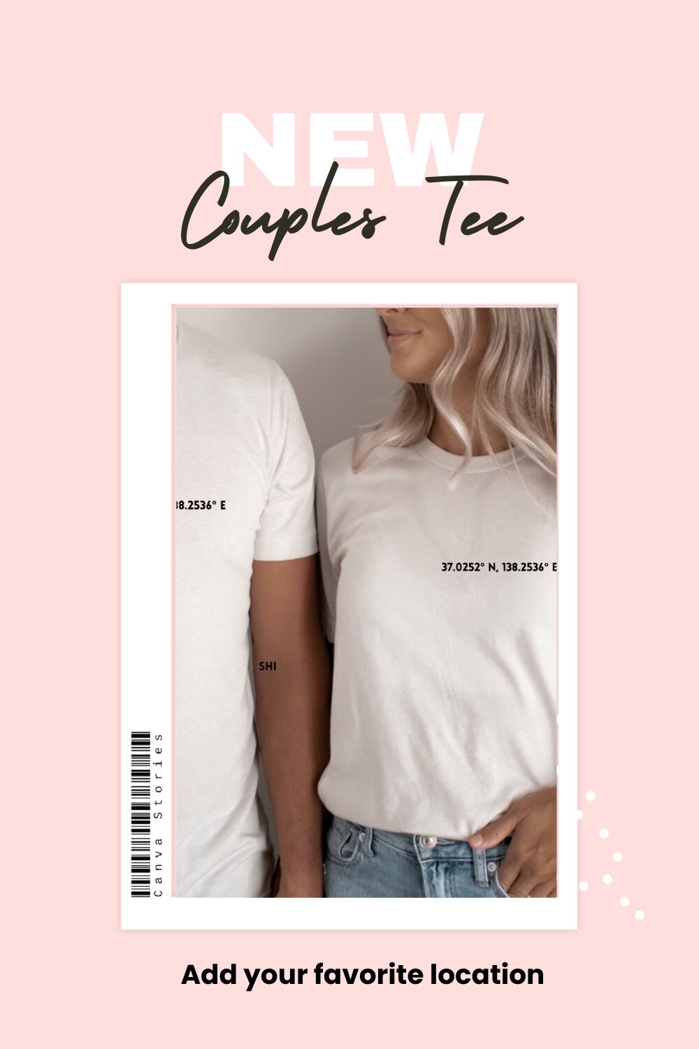 Custom Coordinates Couples T-shirt, Location Keepsake Gift