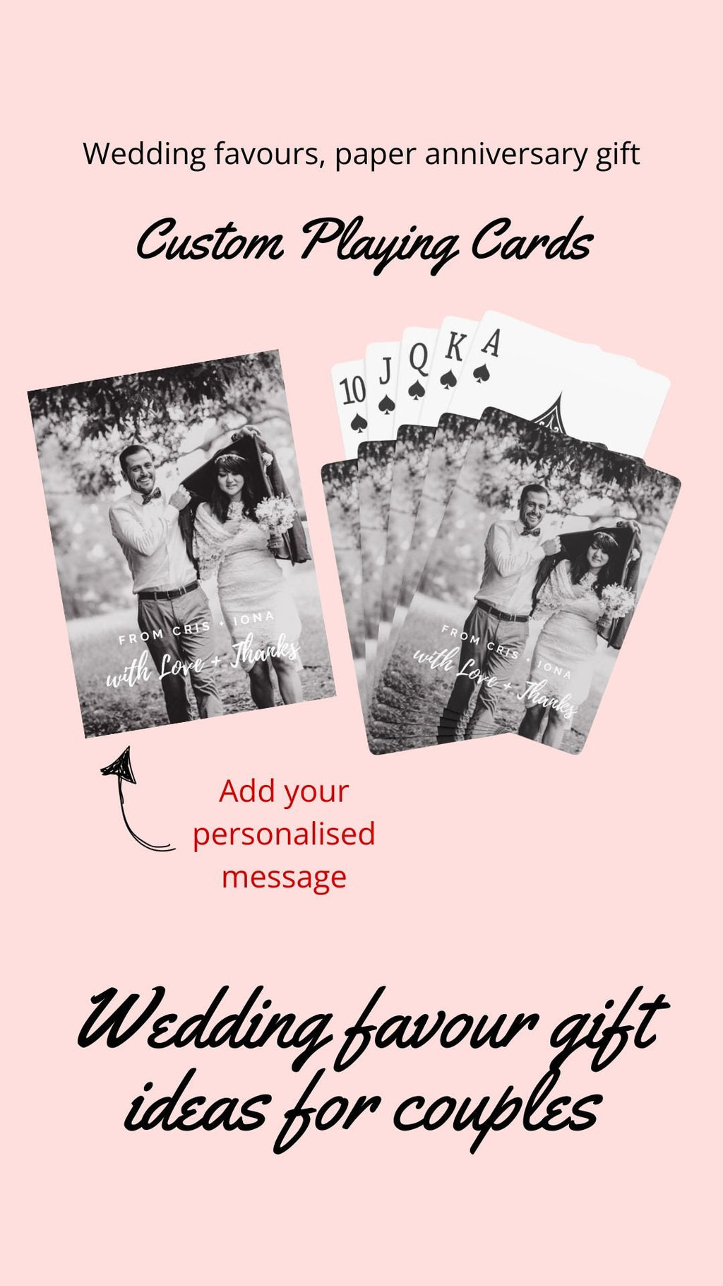 Custom Photo Playing Cards: Paper Anniversary Gift, Wedding Favor