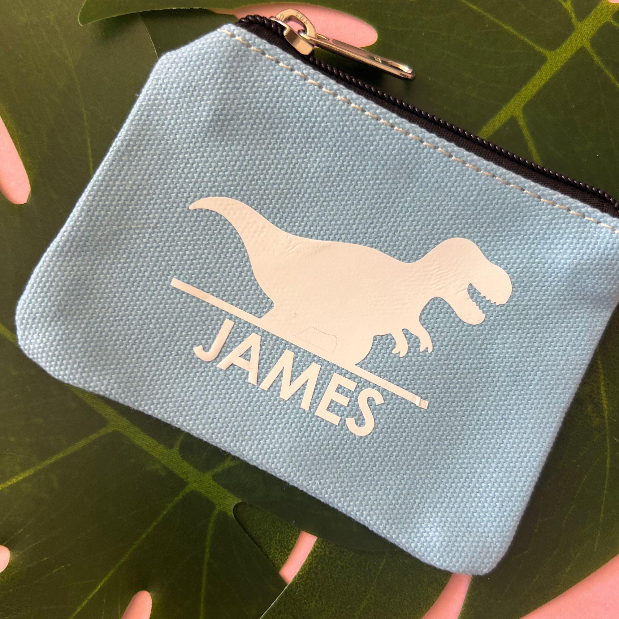 Personalised Coin Purse for Kids Custom Dinosaur Gift Blue Coi Purse for 3 Year Old Gift for Preschooler Personalised Name Purse