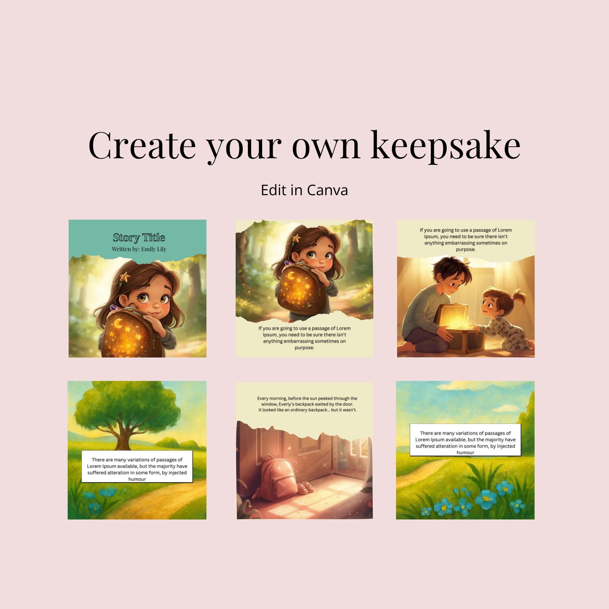 Kids Story Book Canva Template: 8.5x8.5 Keepsake Gift (Digital Download)