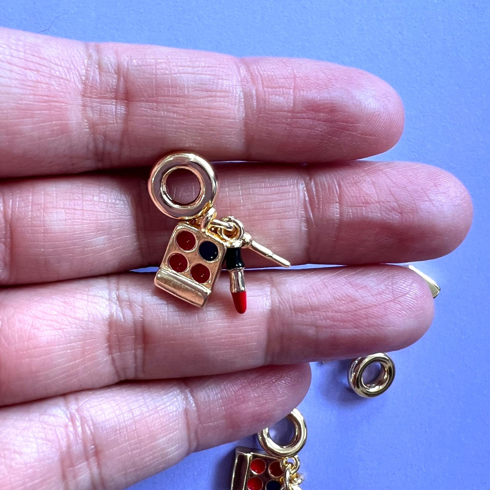 Lipstick pendant jewelry charm DIY necklace charm DIY pendants for jewellery making Gold enamel mini make up palette charm Fashion Accessory