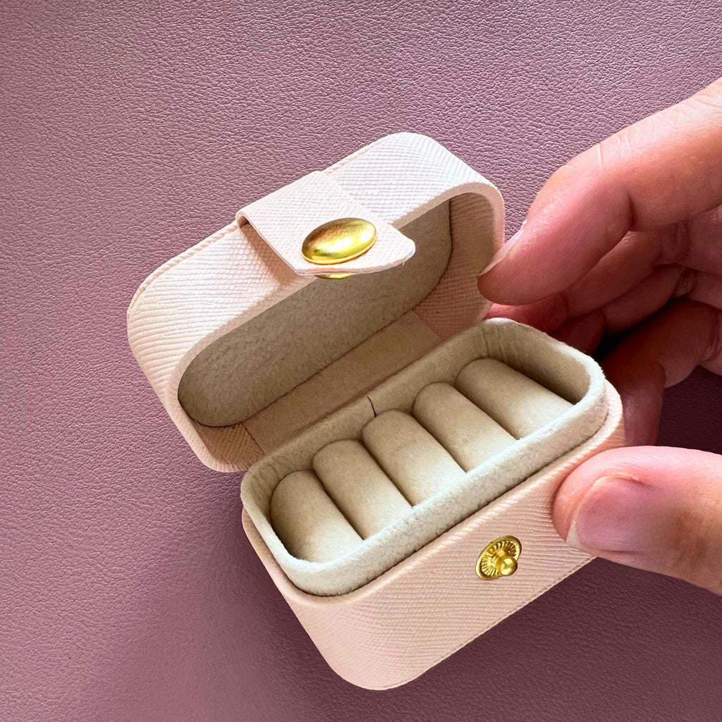 Custom Mini Jewellery Box Gold Foil Pink Travel Jewellery Carry On Case for Rings Travel Gifts for Teen Gift for Tween Idea Girly Ring Box