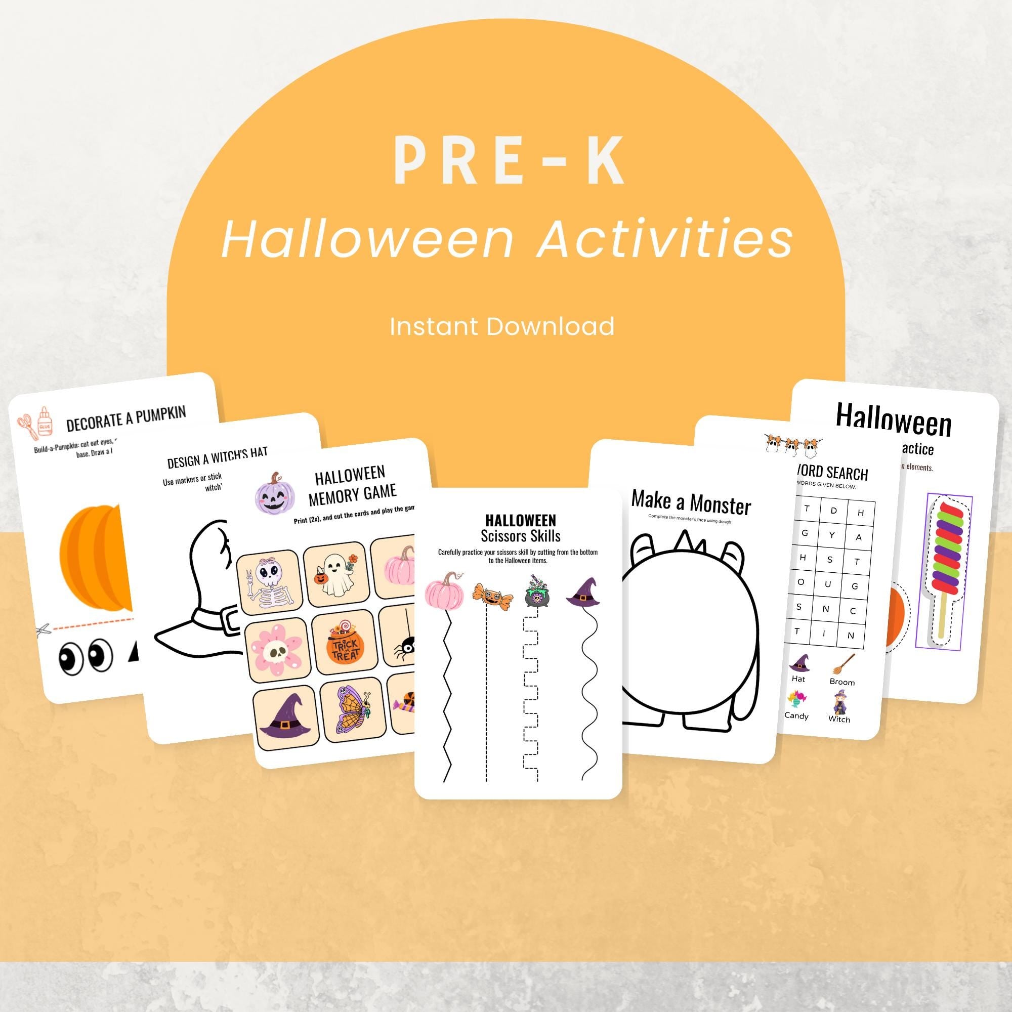 Halloween Activity Sheets: Preschool Busy Book & Dough Mats (Digital Download)