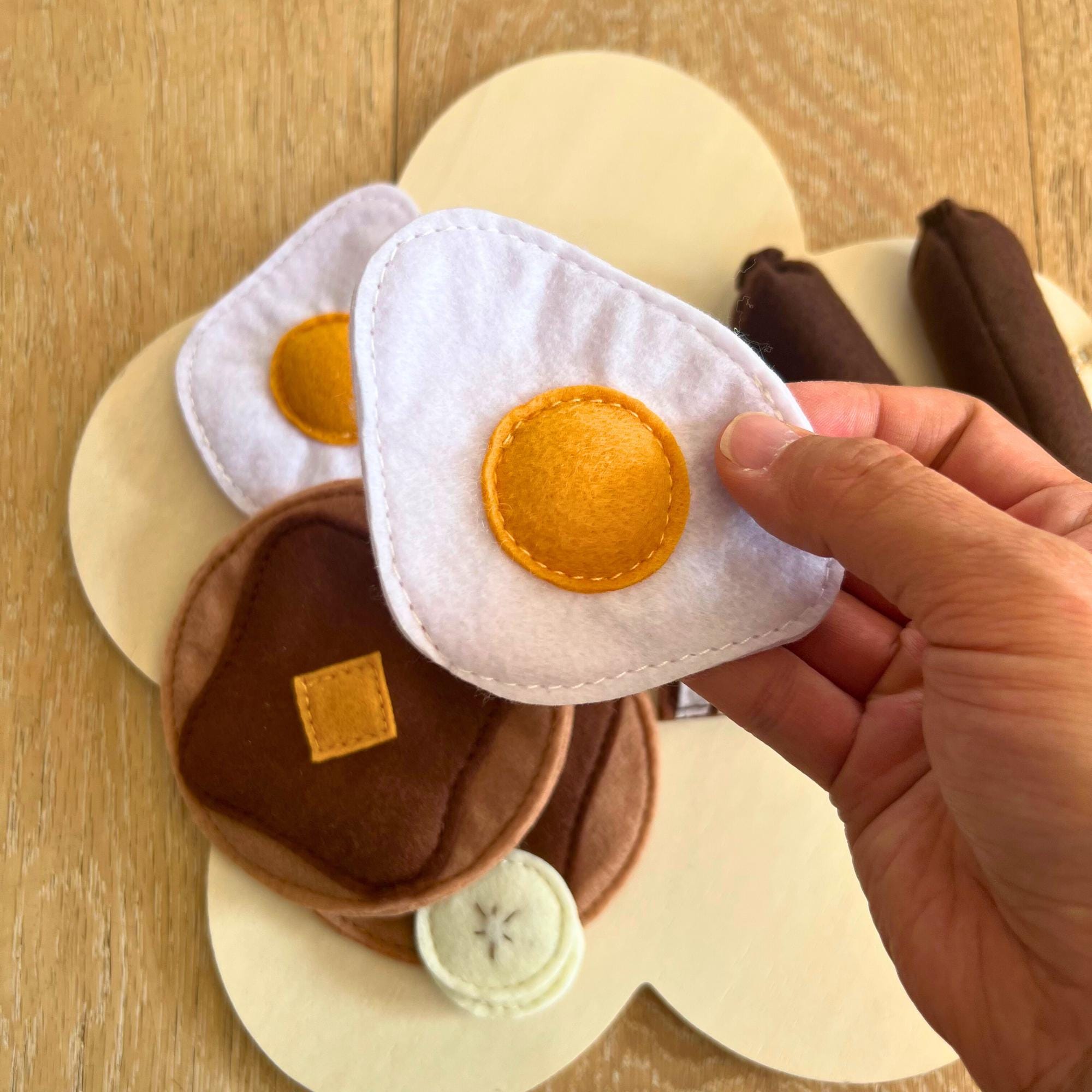 Felt Pretend Play Food: Breakfast Set for Kids Kitchen