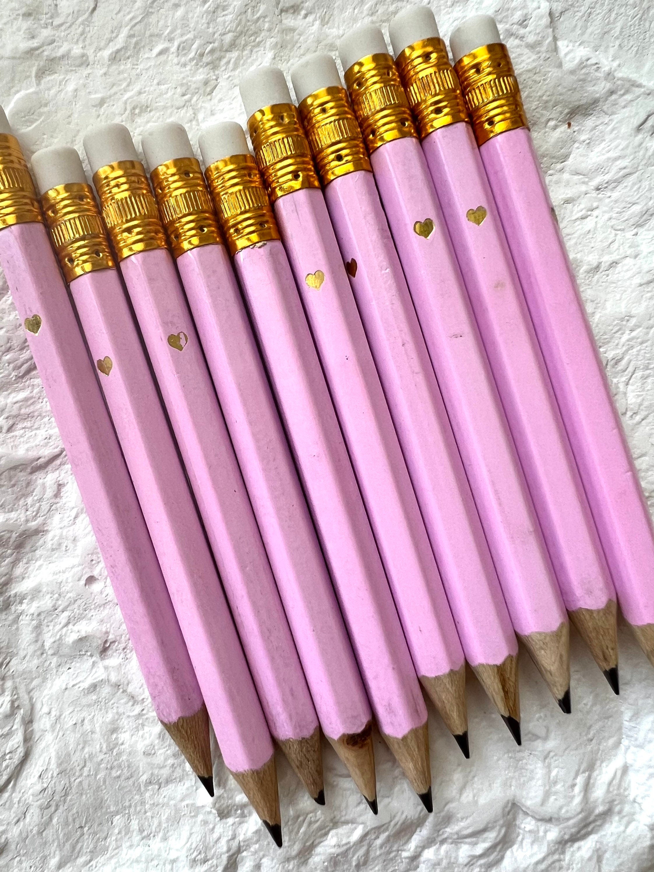 Mini Purple Pencils with Hearts, Bridal/Baby Shower Favors