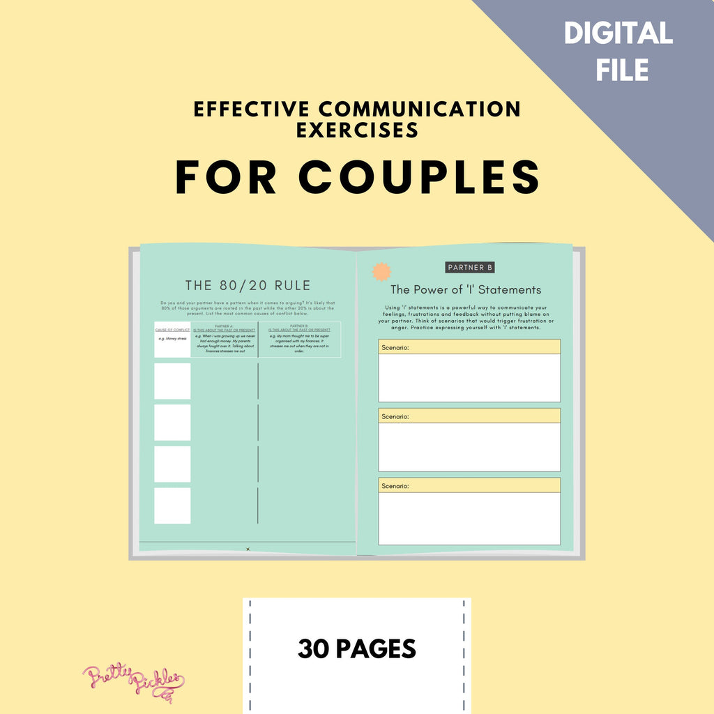 Couples Counseling Worksheets Bundle: Communication, Conflict, Boundaries (Digital Download)