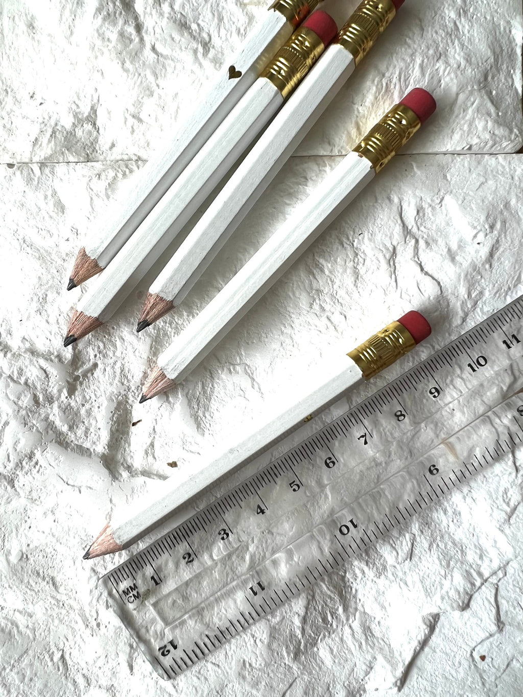 Mini Grey Pencils with Hearts: Bridal & Baby Shower Games