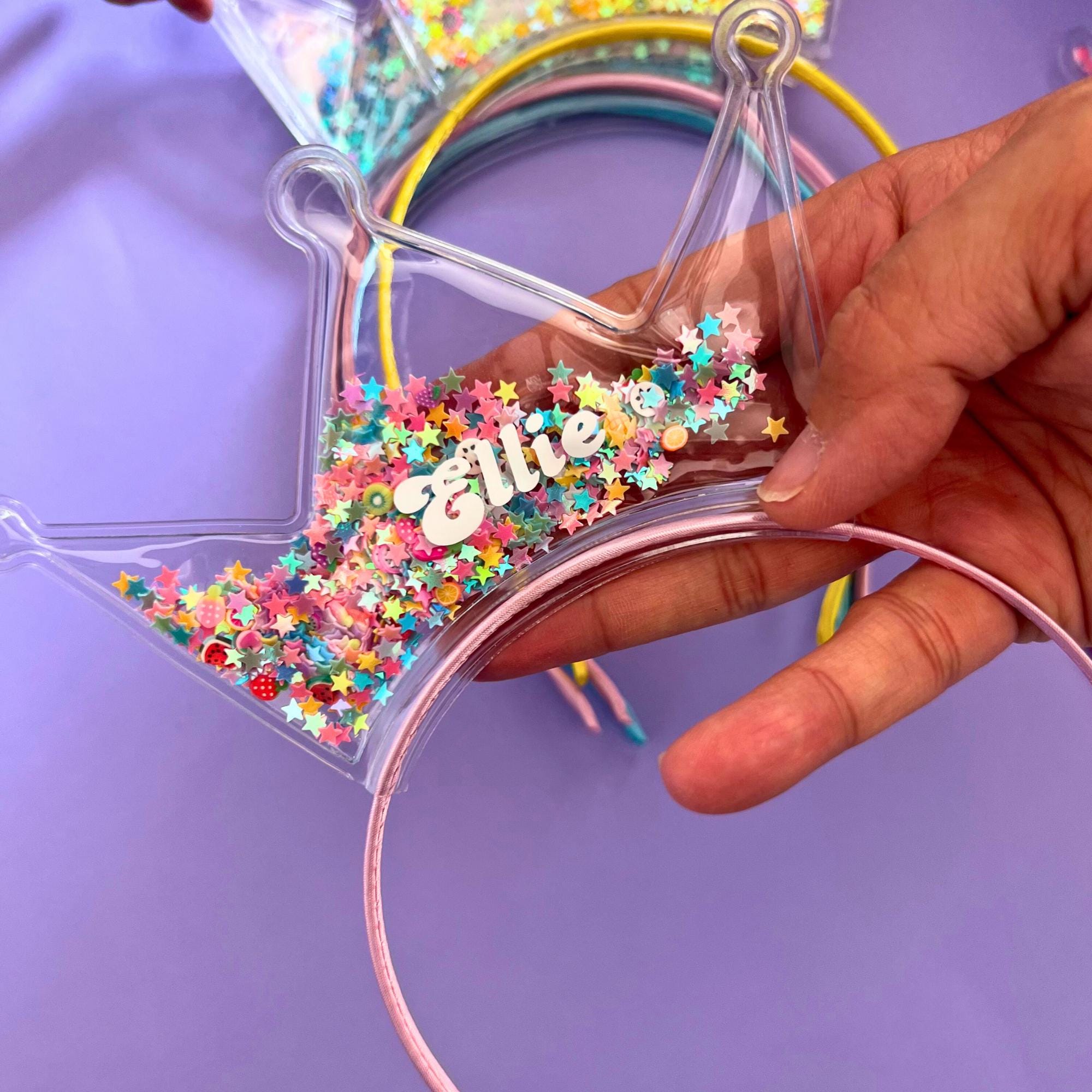 Custom Name Crown Headbands Princess Gift Unicorn Fairy Headband Monogrammed Crown Girls Glitter Personalised Headband Princess Dress Up