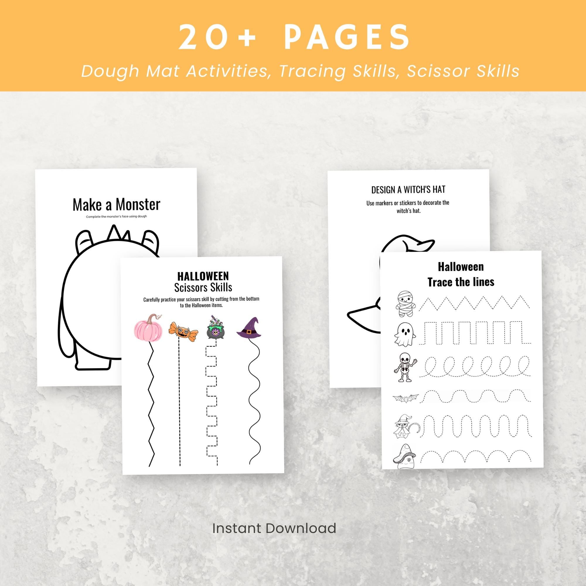 Halloween Activity Sheets: Preschool Busy Book & Dough Mats (Digital Download)