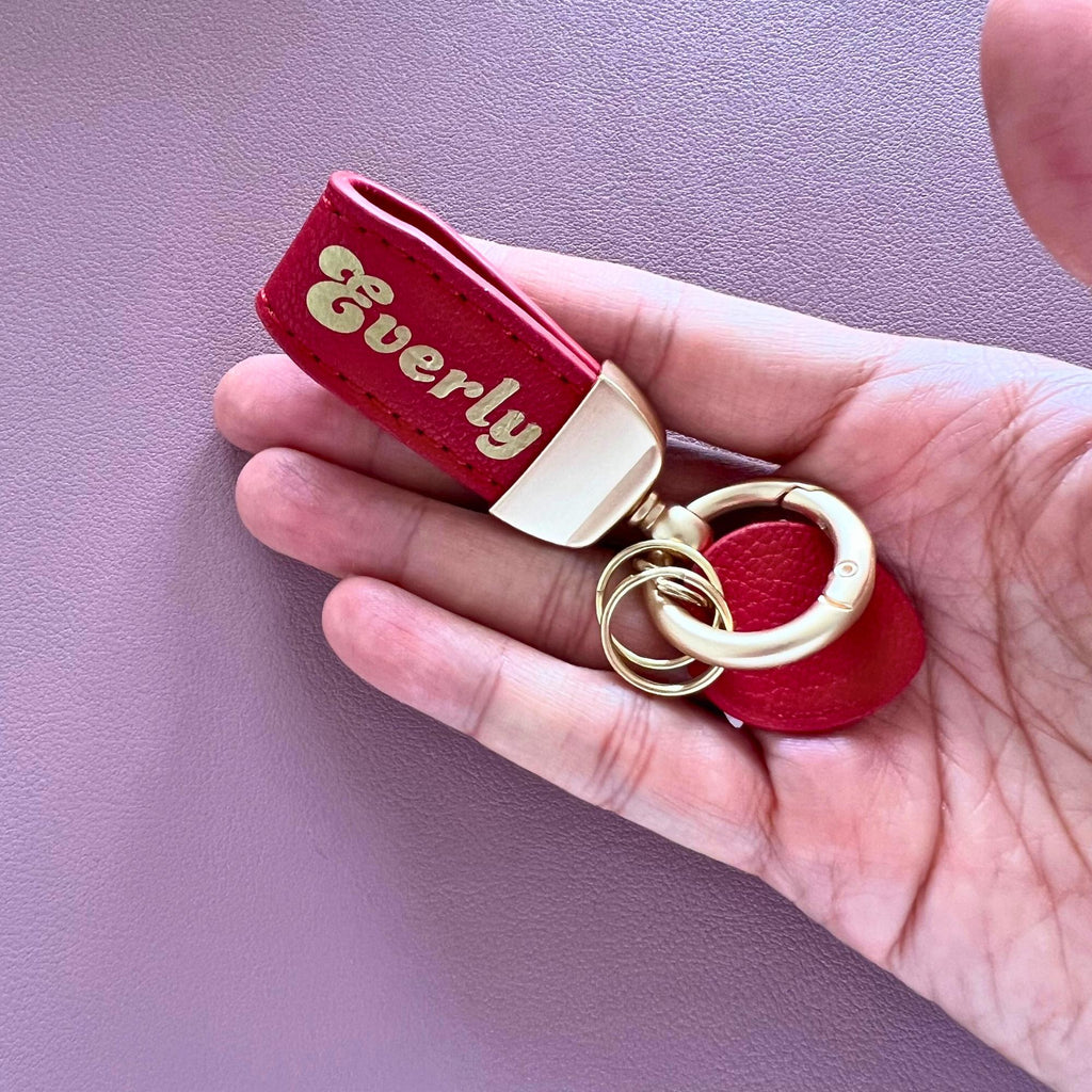 Personalized Strawberry Key Chain Custom Gold Foil Berry Red Key Ring Gift for Tween Birthday Gift idea for Teen