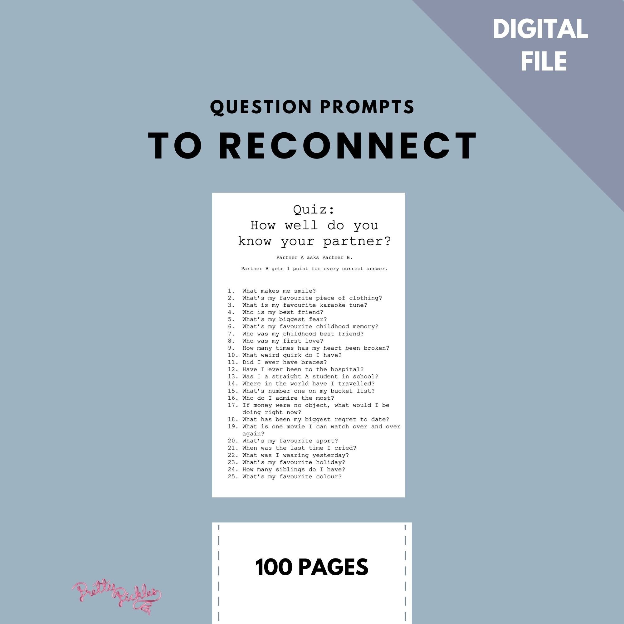 Couples Reconnection Worksheets: Relationship Questions, Repair Tool (Digital Download)