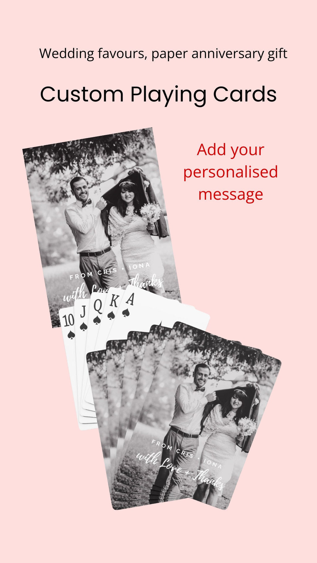 Custom Photo Playing Cards: Paper Anniversary Gift, Wedding Favor