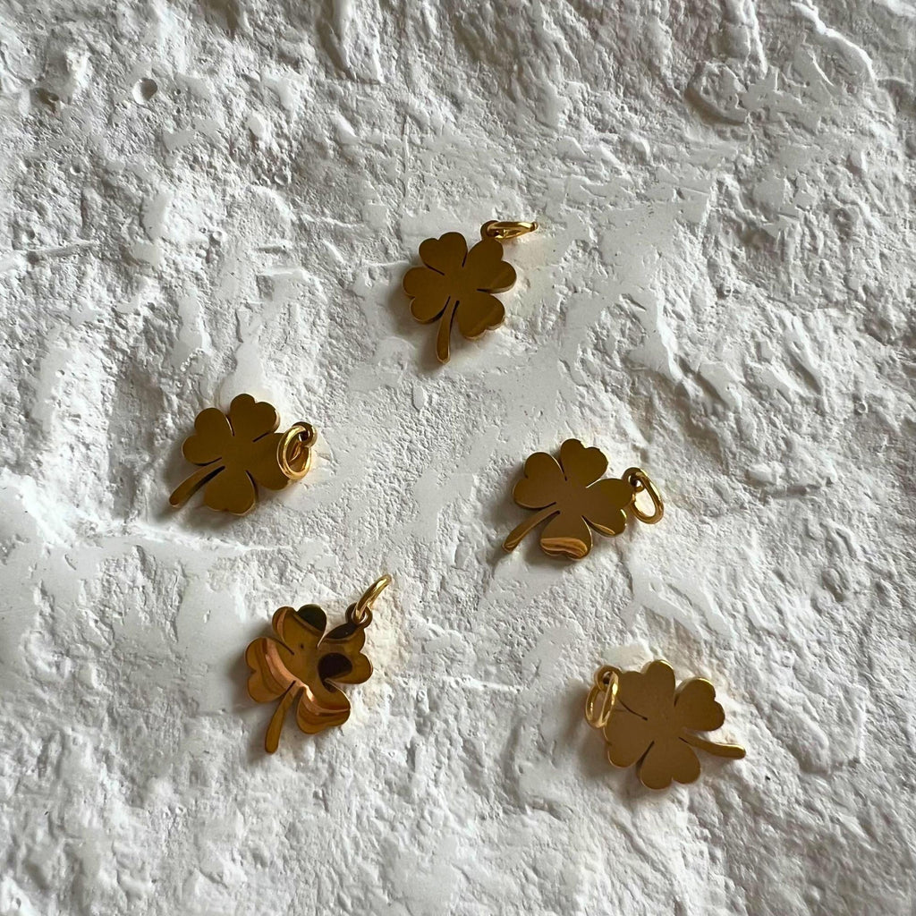 Dainty Lucky Clover Charm Lucky Four Leaf Charm Pendant DIY Jewellery Making Charm Necklace Minimalist Charms Bracelet