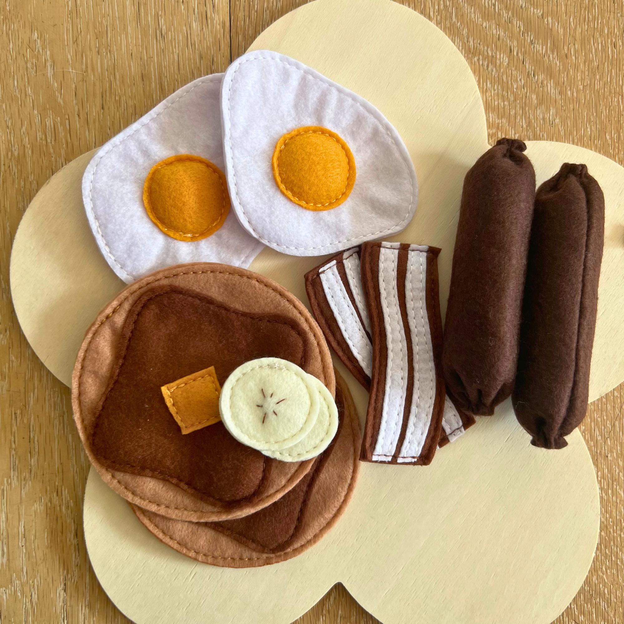 Felt Pretend Play Food: Breakfast Set for Kids Kitchen