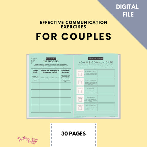 Couples Communication Worksheets, Therapy Workbook (Digital Download)