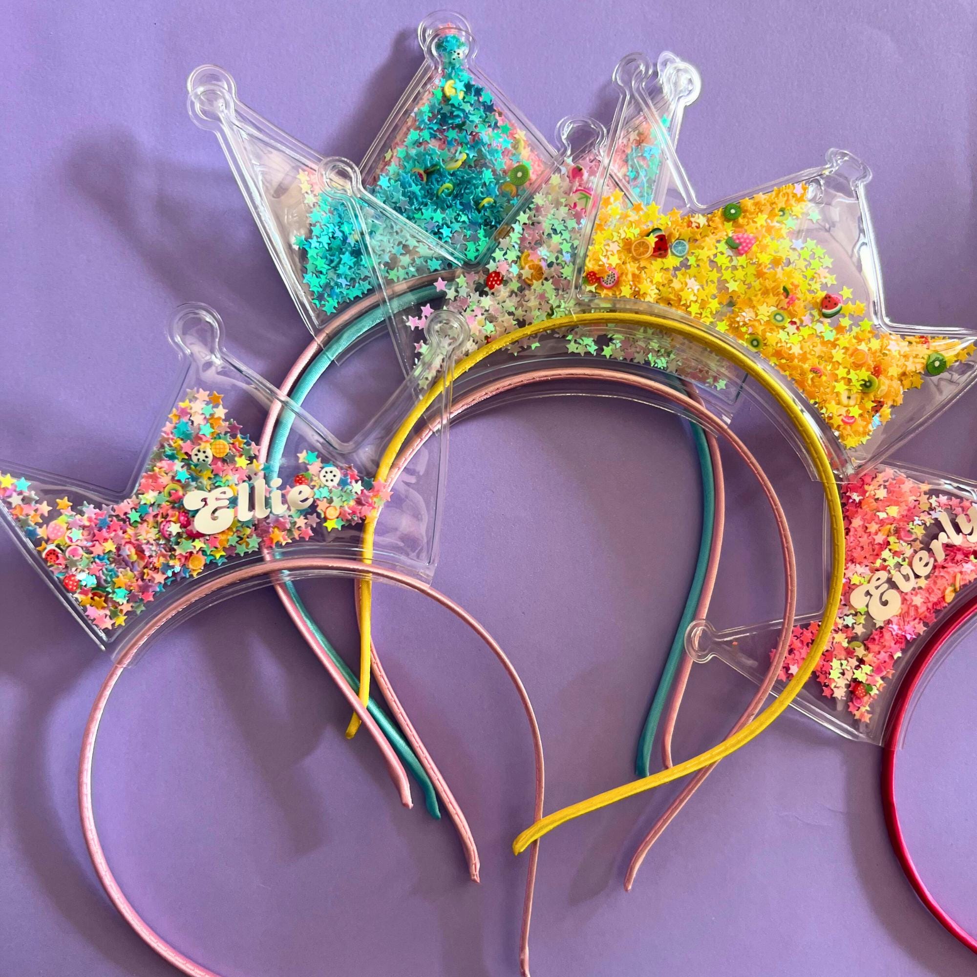 Custom Name Crown Headbands Princess Gift Unicorn Fairy Headband Monogrammed Crown Girls Glitter Personalised Headband Princess Dress Up