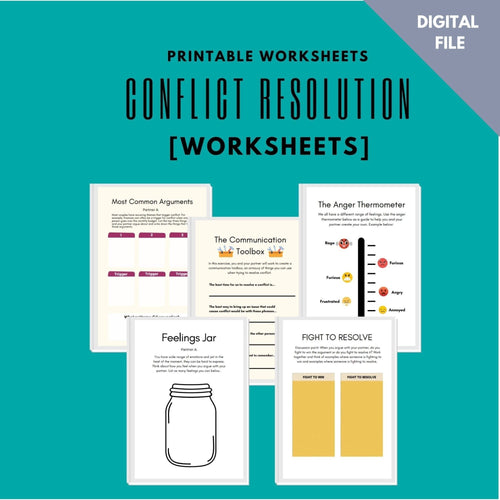Couples Counseling Worksheets Bundle: Communication, Conflict, Boundaries (Digital Download)