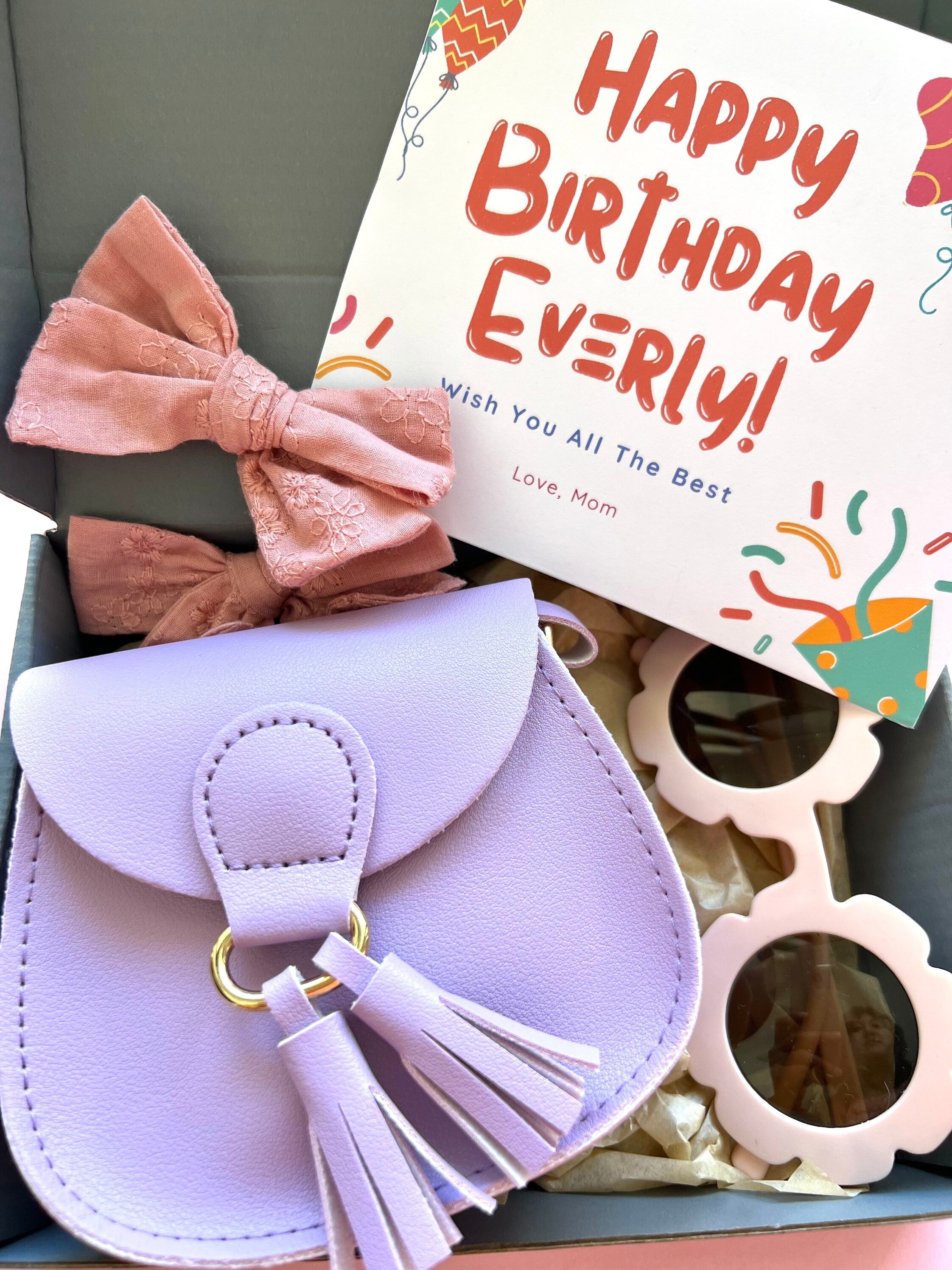 Personalized Toddler Birthday Gift Box: Retro Sunnies, Mini Handbag & Bows