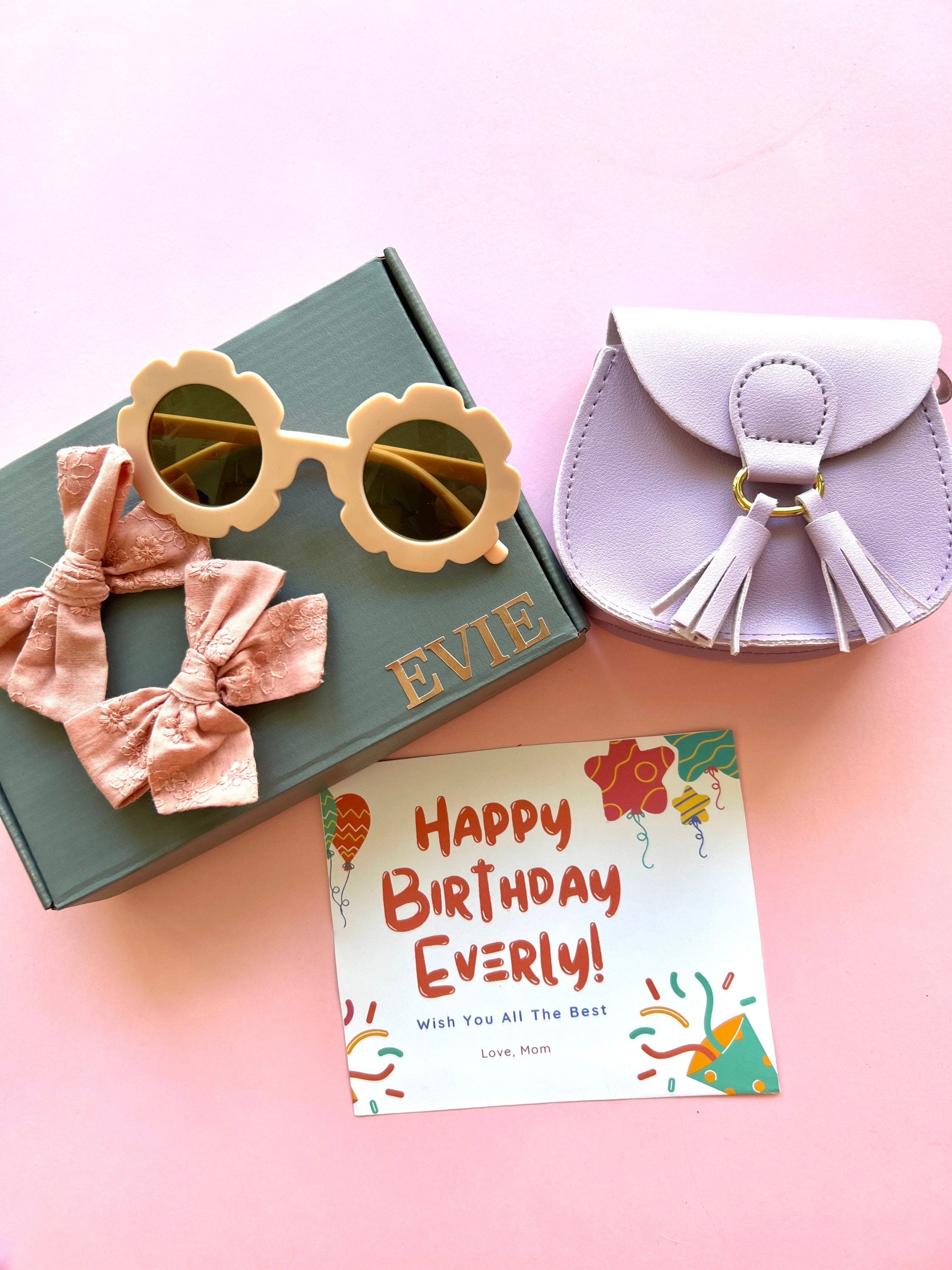 Toddler Girl Birthday Gift Box: PU Leather Handbag, Sunglasses & Bows